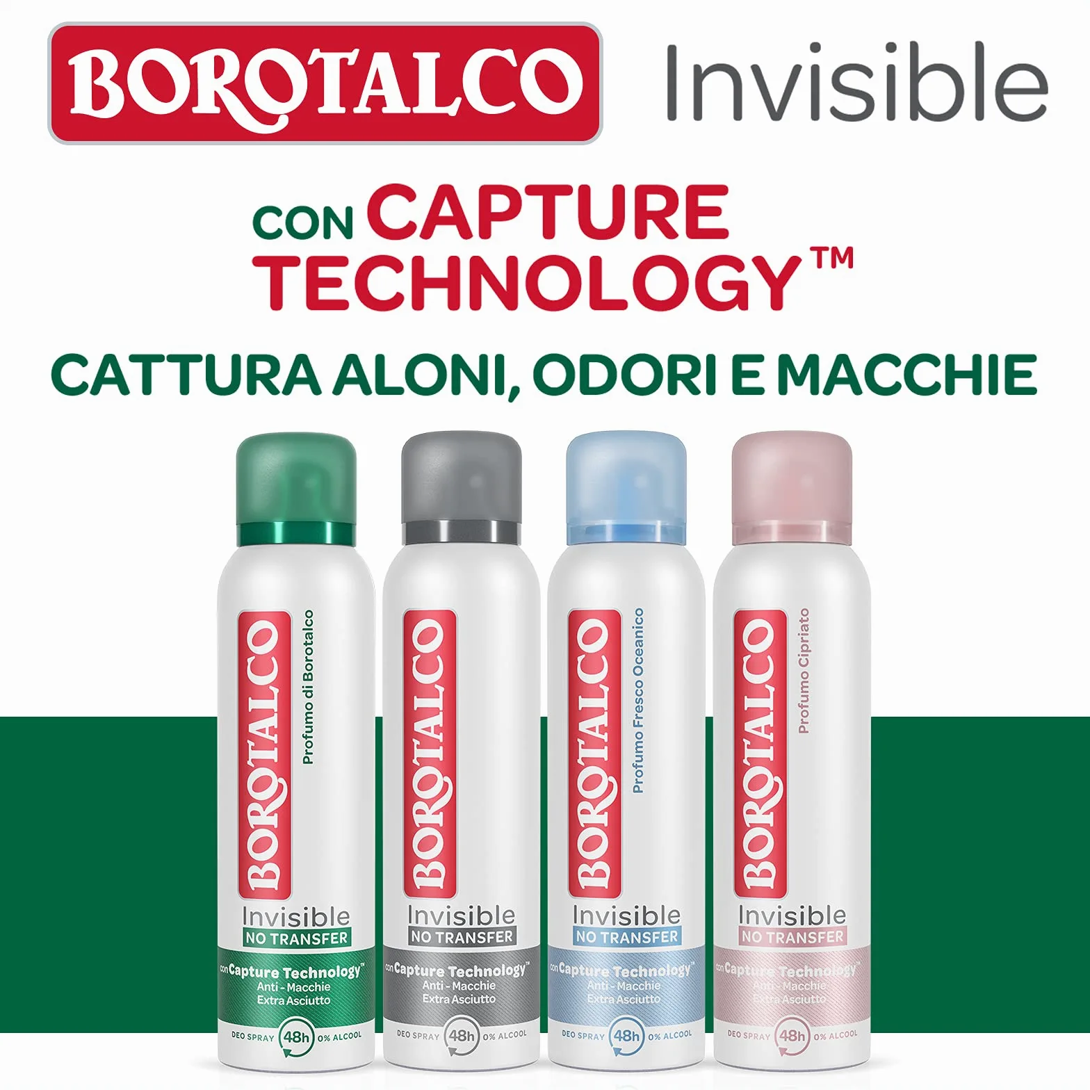 Borotalco Deodorante Invisible Spray 150ml, Profumo Classico di Invisible - Pacco da 12