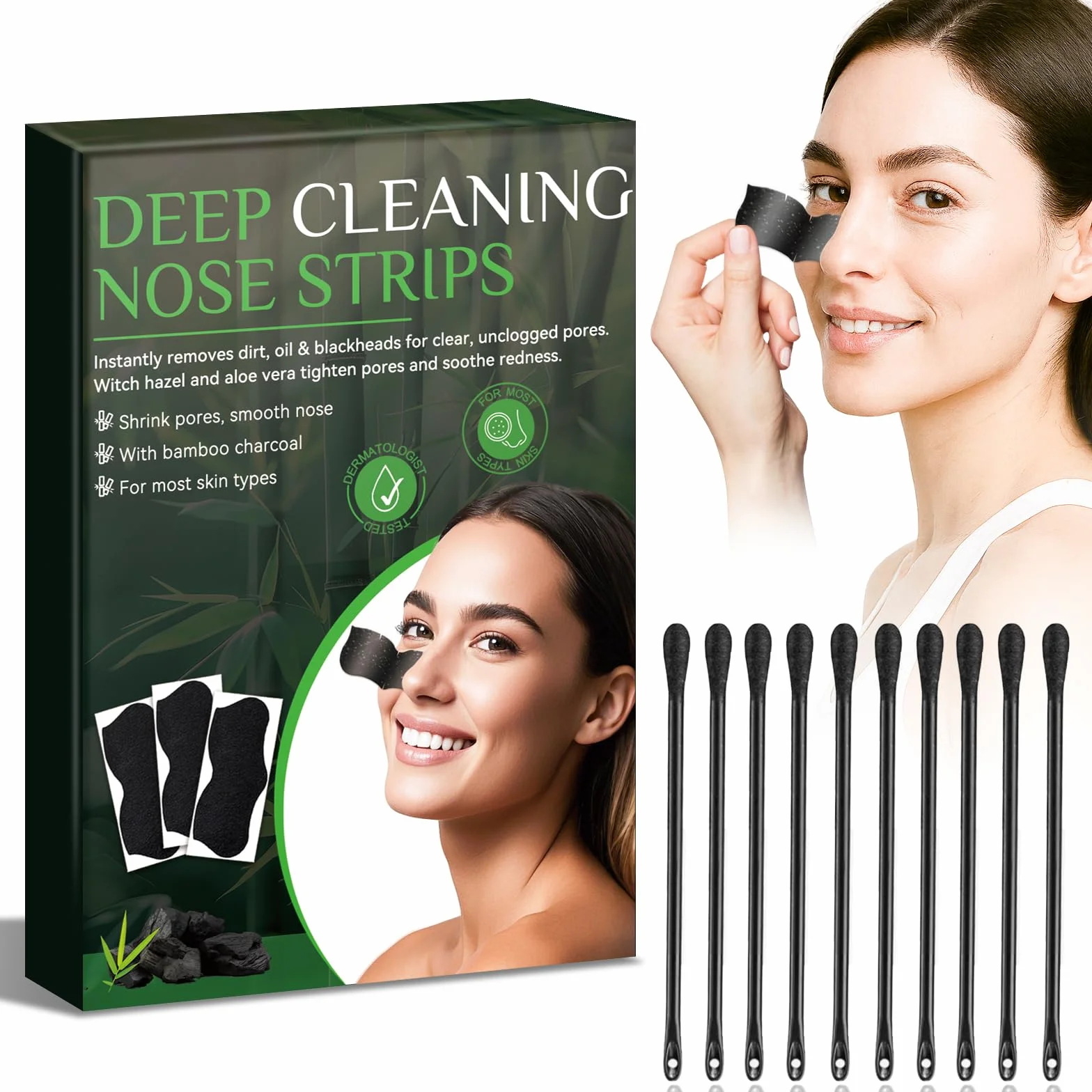 Punti Neri Rimozione, 80pcs Carbone Cerotti Togli Punti Neri Naso per Una Pulizia Profonda, Liberando i Pori, Efficace e Delicata Nose Strips per Tutti i Tipi di Pelle