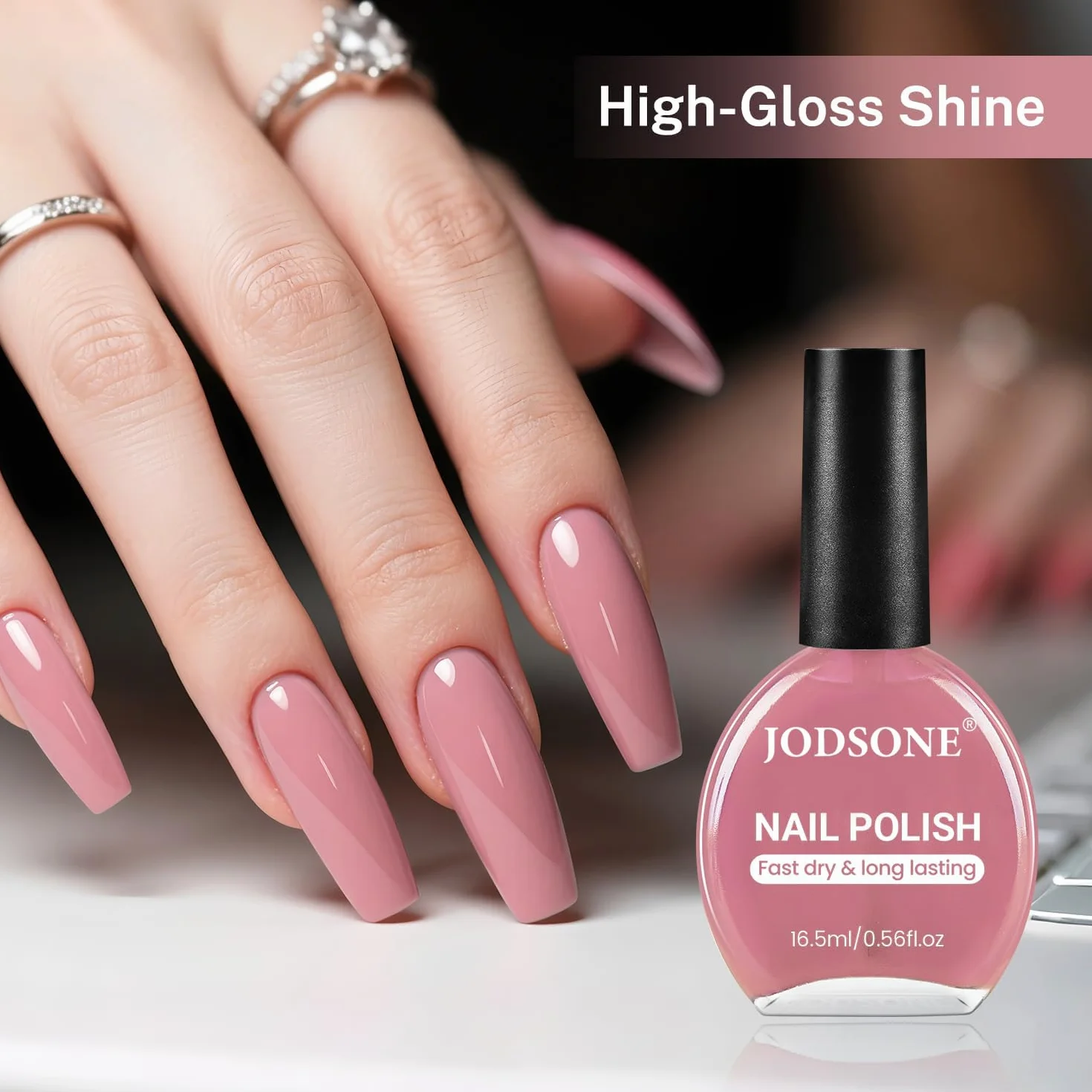 JODSONE Smalto per unghie Dusty Rose 16,5 ml, rosa chiaro, asciugatura rapida, lunga durata, nail art