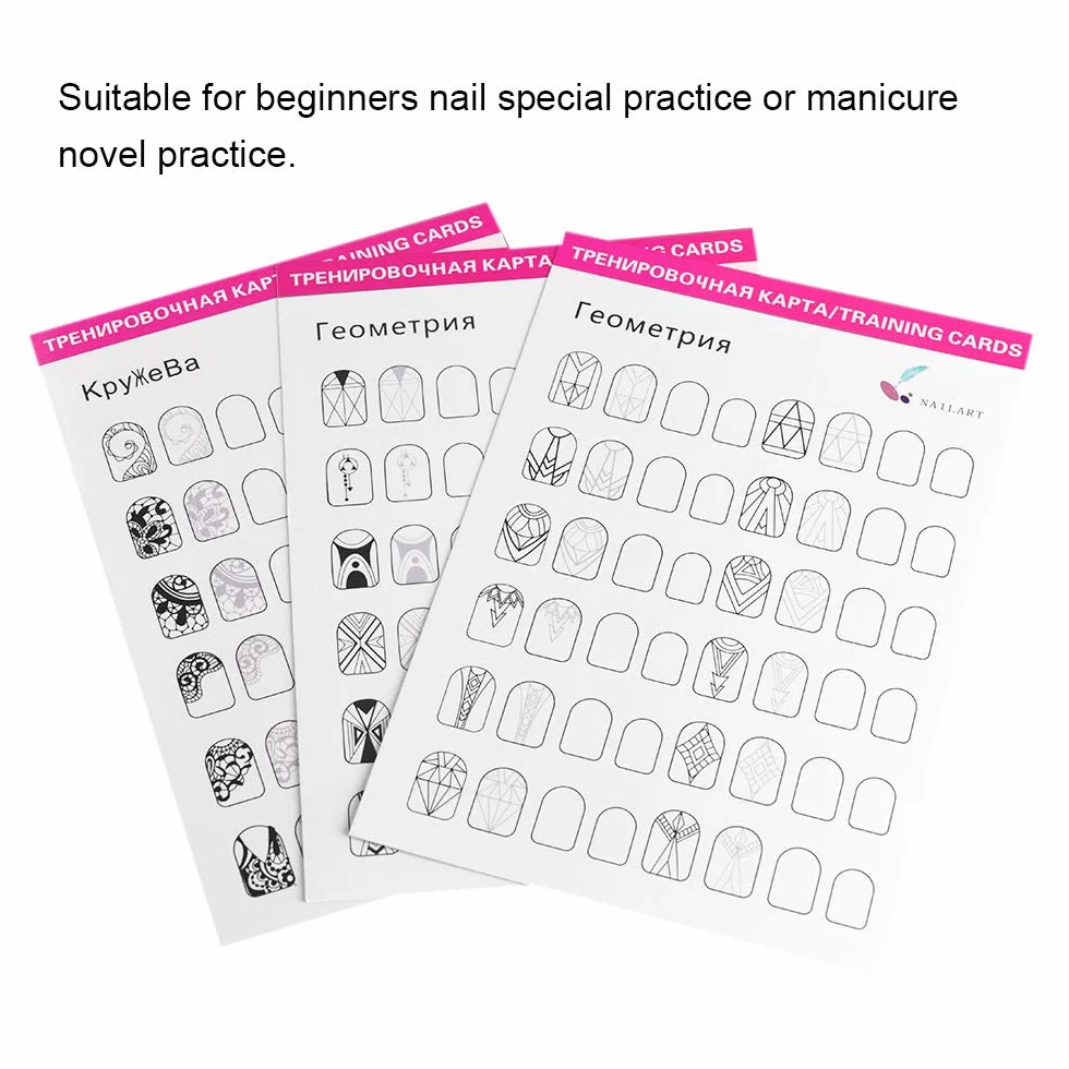 Modello per esercitazione nail art disegno pittura libro di esercizi strumento di apprendimento per principianti modelli intagli linee di diamanti