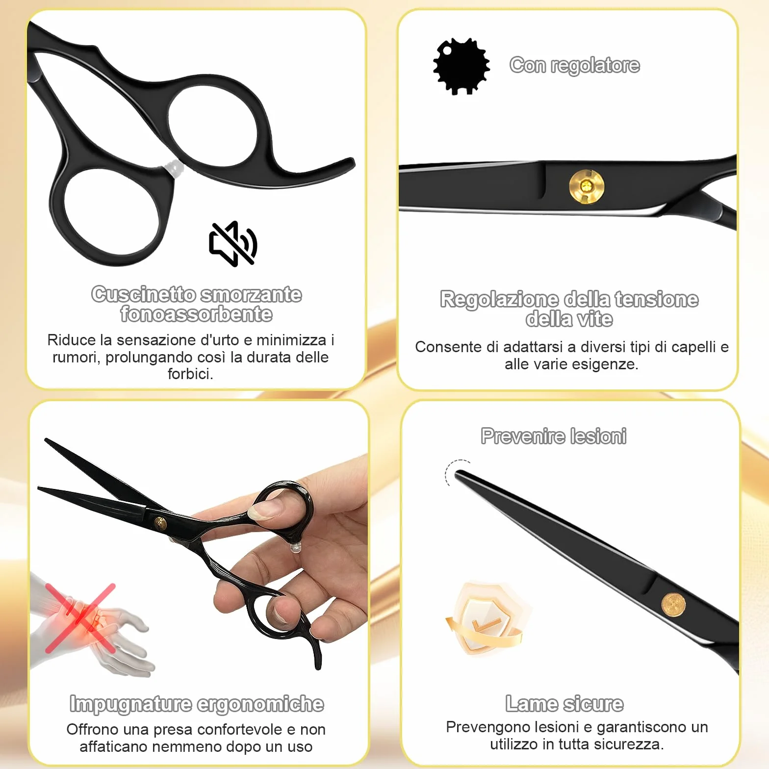 SURFOU Forbici Parrucchiere Professionali, Forbici sfoltenti da 6,7 pollici-In acciaio inossidabile, Set da 9 pezzi con pettine, Adatto per uomini/donne/pets/uso domestico e saloni, Nero