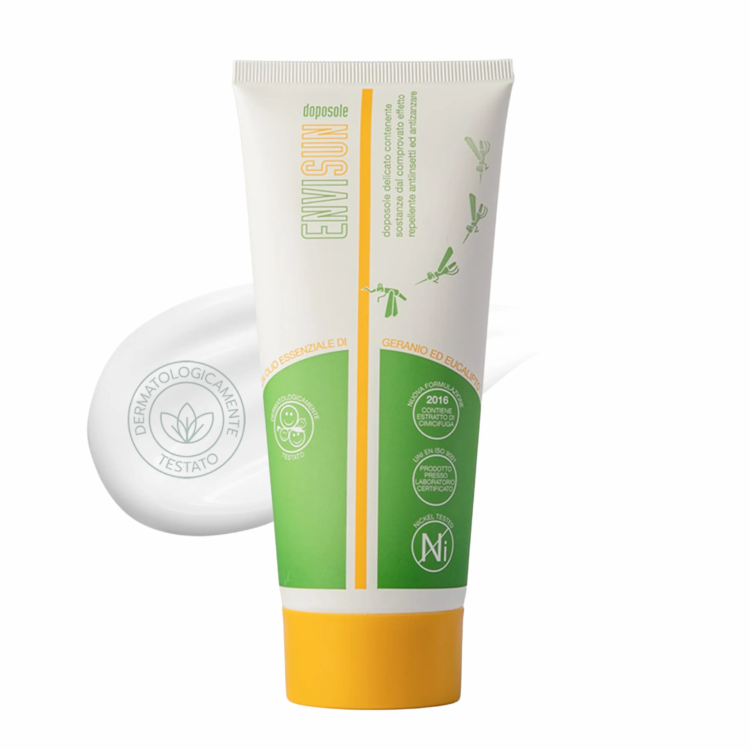 Envisun® Crema Doposole Lenitiva da 100 ml - Idratante Repellente Viso e Corpo con Geranio ed Eucalipto - Assorbimento Rapido e Senza Profumo - Adatta a Pelli Sensibili, Adulti e Bambini - Envicon®