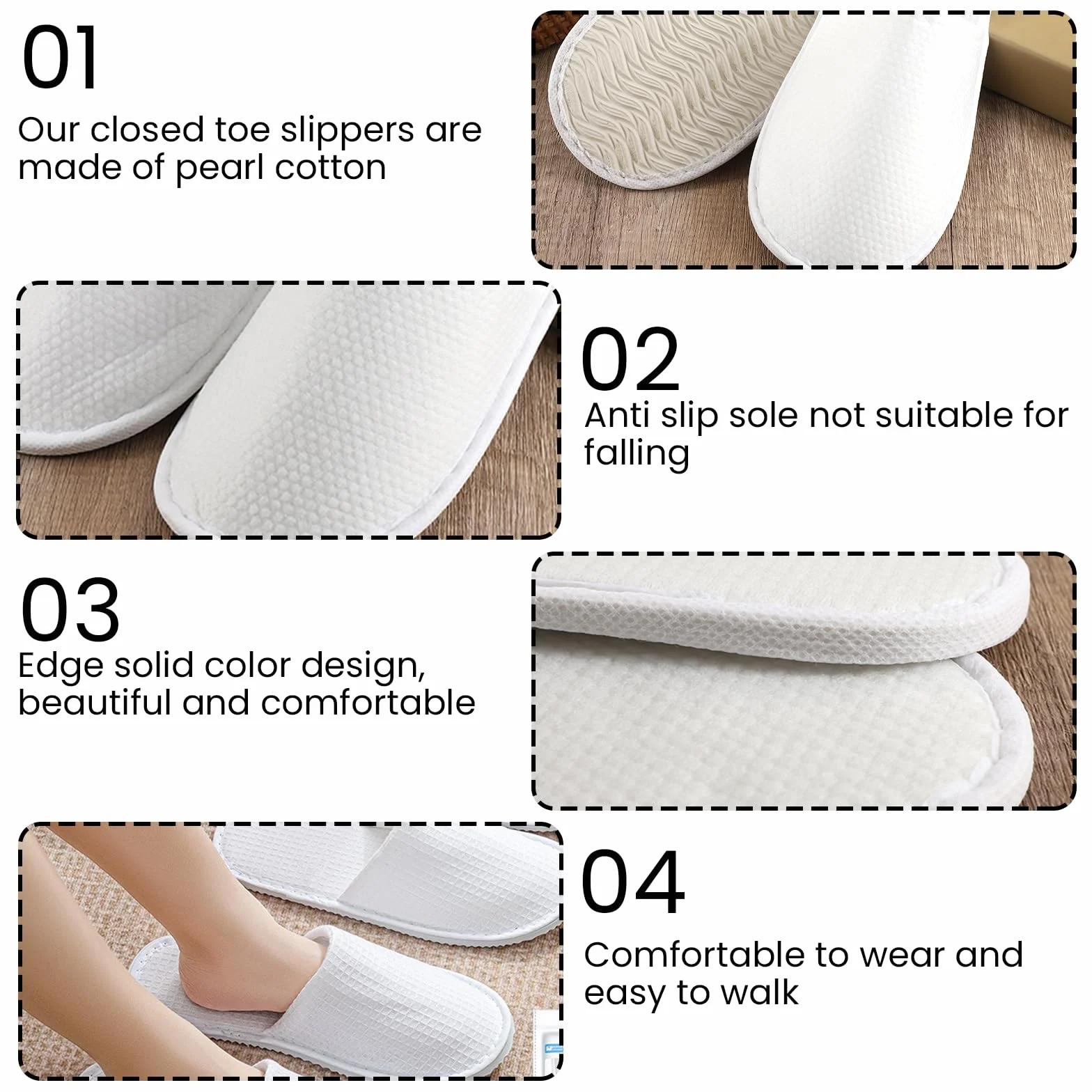 Set di 20 paia di pantofole in spugna bianca Per hotel, spa e ospiti Taglia universale 28x11 cm