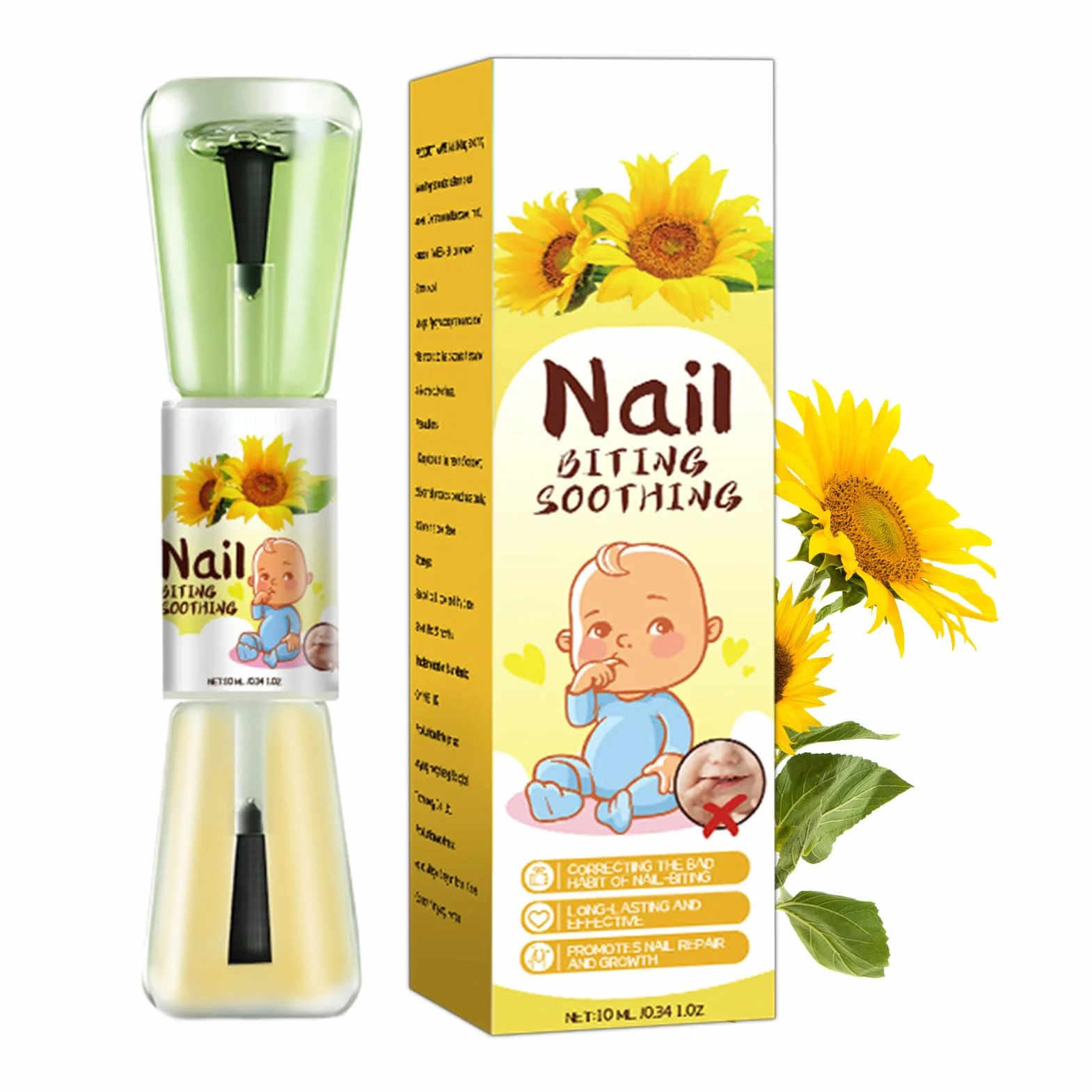 Smalto Per Unghie Toddler 10 Ml - Smalto Liquido Per La Cura Delle Unghie Al Gusto Amaro Alle Erbe, Smalto Per Prevenire Il Morso Delle Unghie Dei Bambini | Uso Giorno E Notte Per Bambini