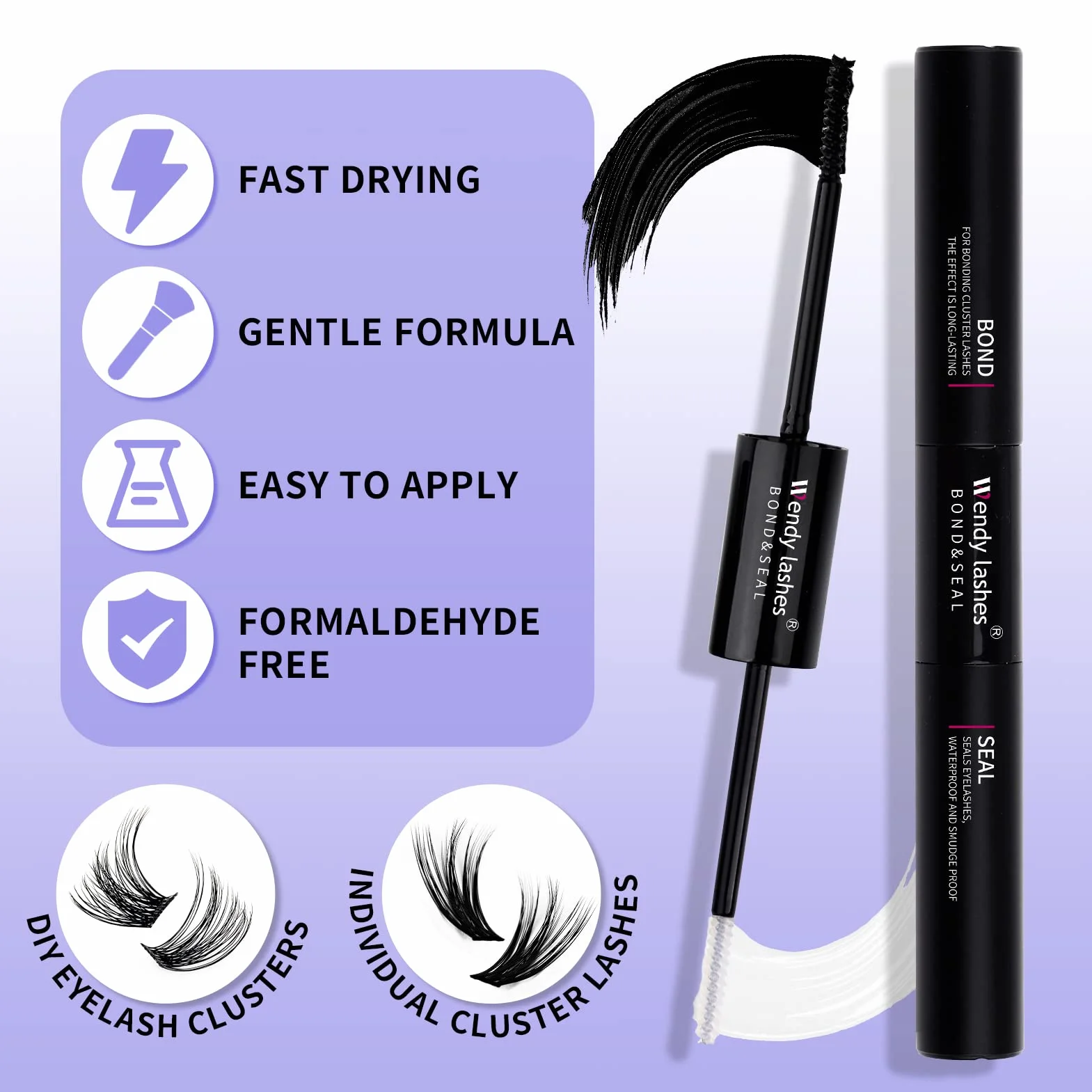 WENDY LASHES Ciglia Finte Ciuffetti Kit Lash Extension D Curl 0.07mm C3+C9 Cluster Lashes Mix 12-16mm