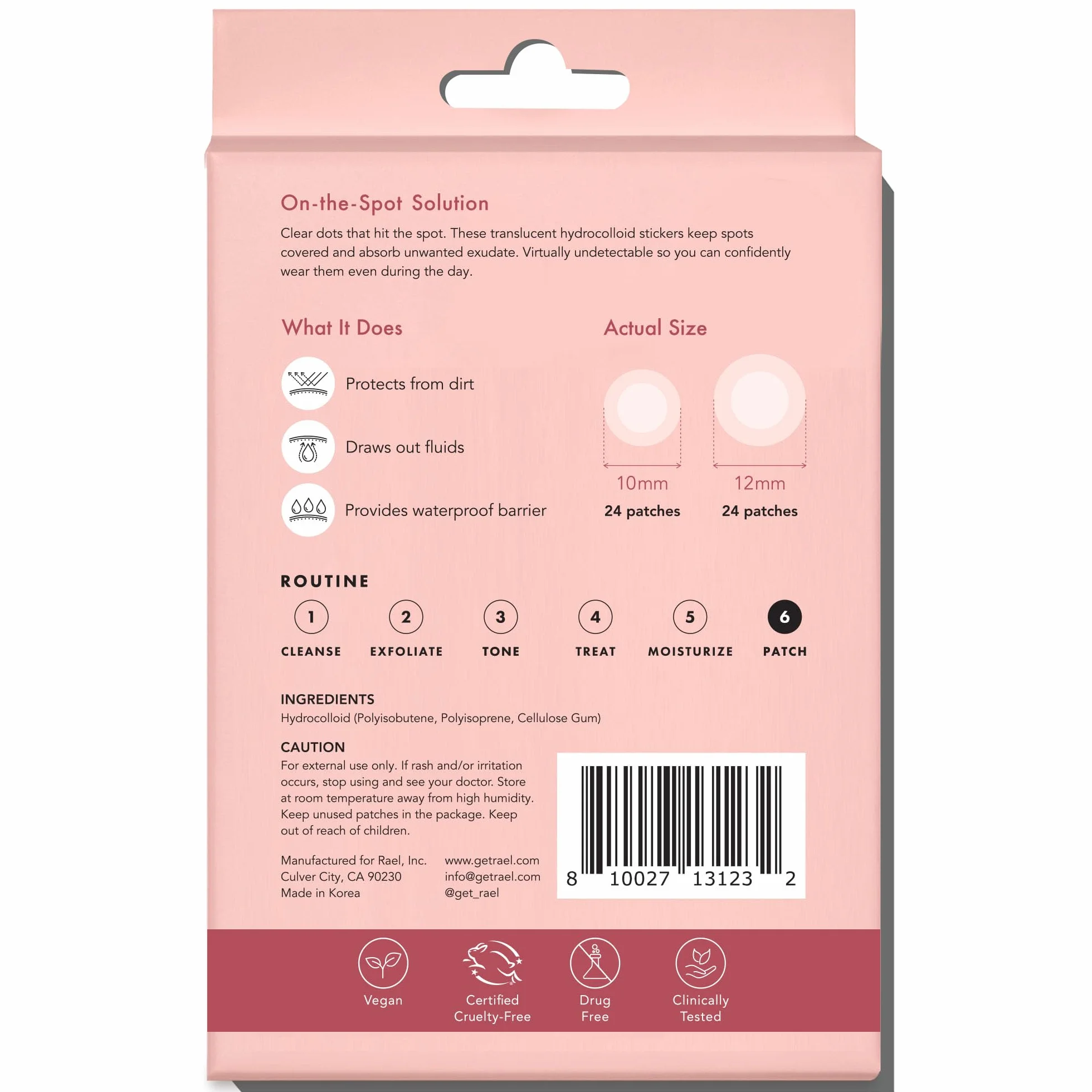 Rael Miracle Invisibili Patch Brufoli - Idrocolloide Pimple Patches, Cerotti Brufoli Viso, Anti Acne, 2 Taglie, Vegano, Cruelty Free (96 Pezzi)