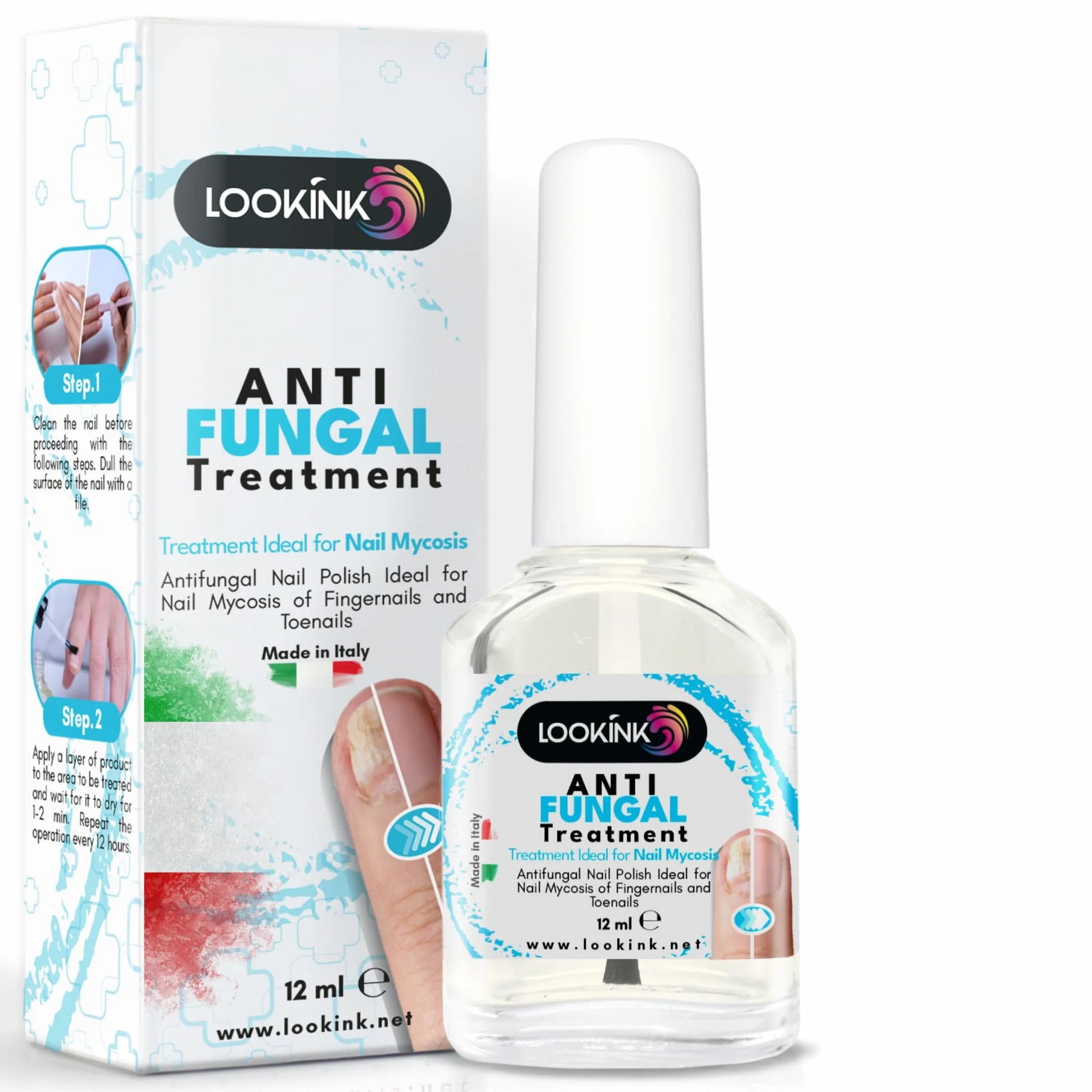 Smalto per Micosi Unghie Piedi e Mani 12 ml - Made in Italy - Trattamento Antimicotico Forte Smalto ideale per Funghi e Onicomicosi - Trattamento Efficace Per la Ricrescita di Unghie Sane