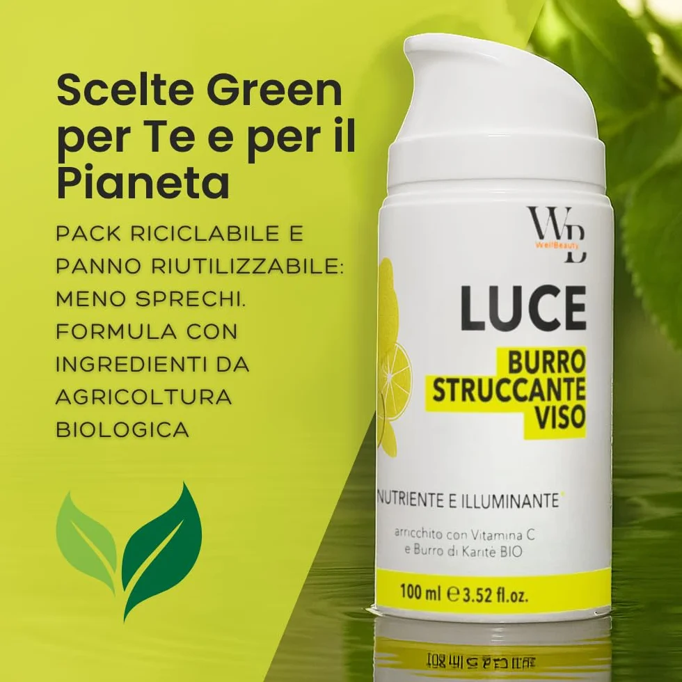 WELLBEAUTY Burro Struccante 100ml, Detergente Viso e Occhi, Airless, Cleansing Balm, Olio Di Cocco, Pelli Sensibili