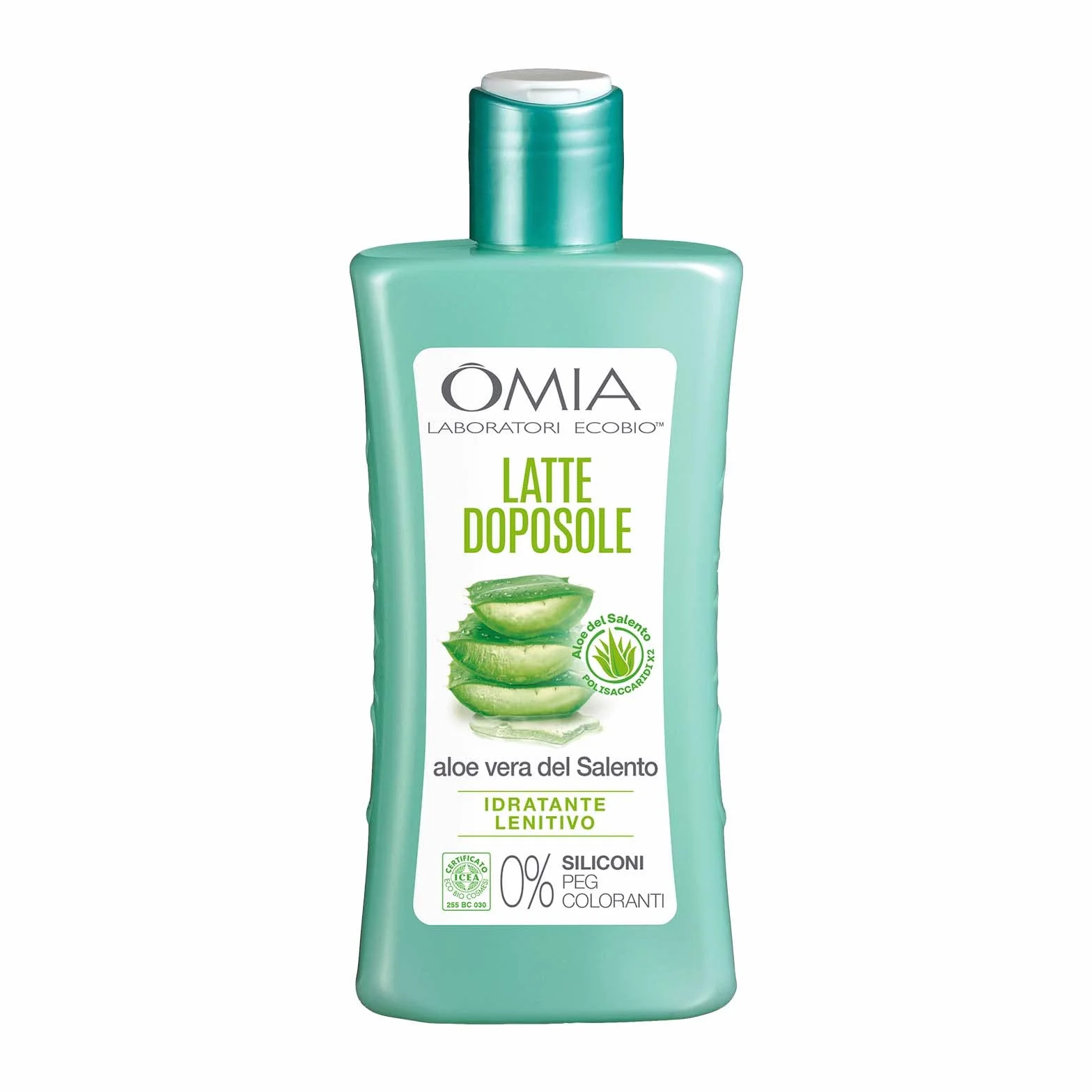 Omia, Doposole Latte Lenitivo con Aloe Vera del Salento, Azione Idratante e Nutriente, Effetto Riparatore, con Olio di Argan, Macadamia e Burro di Karité, Dermatologicamente Testato, Flacone da 200 ml