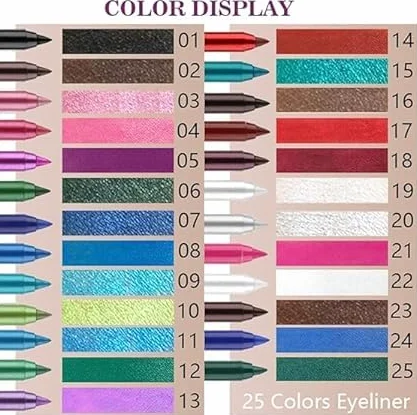 3 Pcs Colorato Gel Glitter Eyeliner,Eyeliner impermeabile Labbra Liner Ombra occhi Matite sopracciglia Penna Eye Makeup (02#+16#+23#)