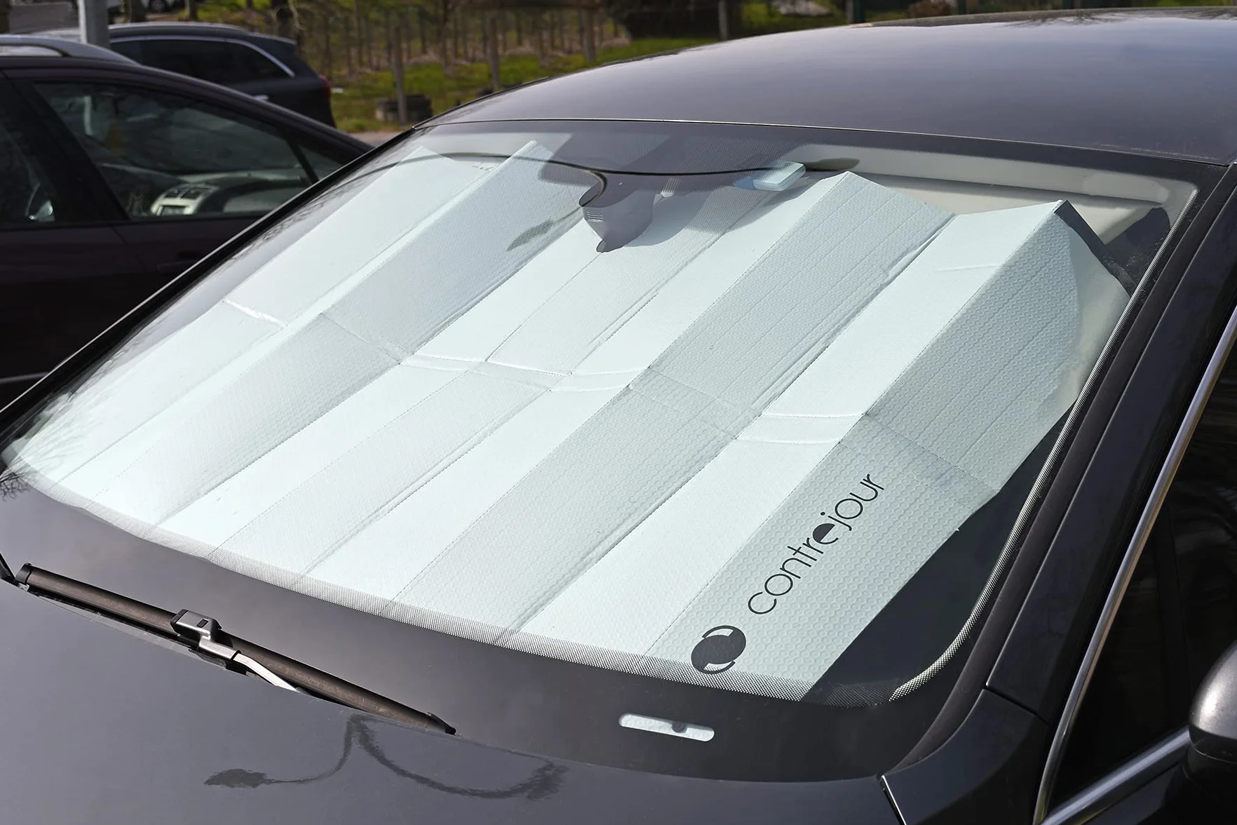 Contrejour Parasole frontale in alluminio isolato pieghevole 130x70 cm + protezione invernale