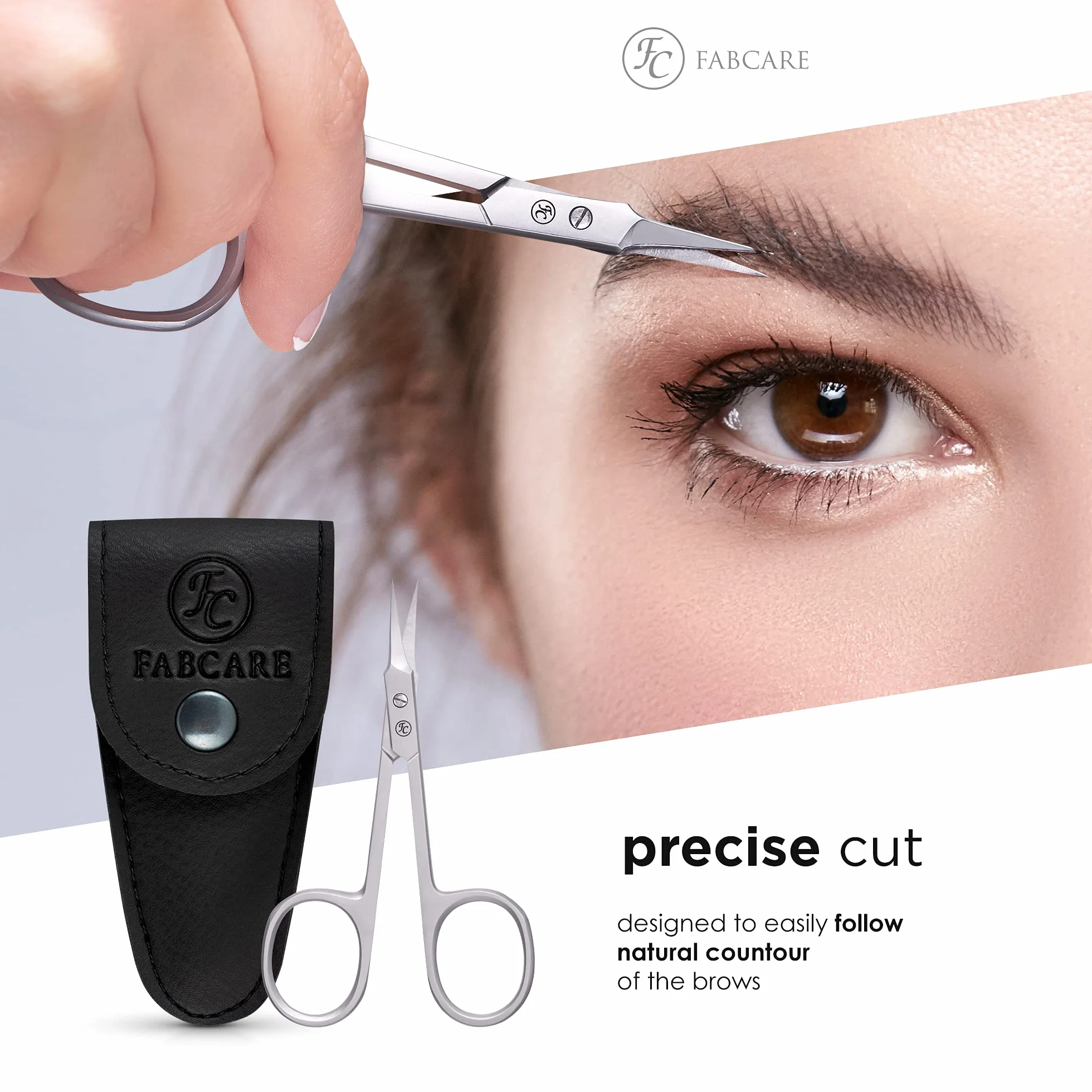 FABCARE Forbici per cuticole professionali micro-dentatura extra affilate mancini custodia