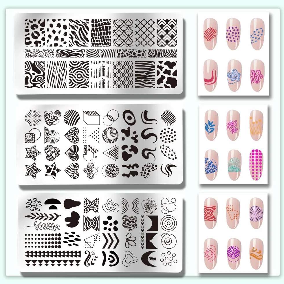 PH PandaHall 6 pz Piastre per Timbri per Unghie con Stampa Leopardata Stamping Nail Art con Texture Ad Albero Stencil per Nail Art Piastra per Immagini per Unghie per Donne Manicure Salone 12x6cm