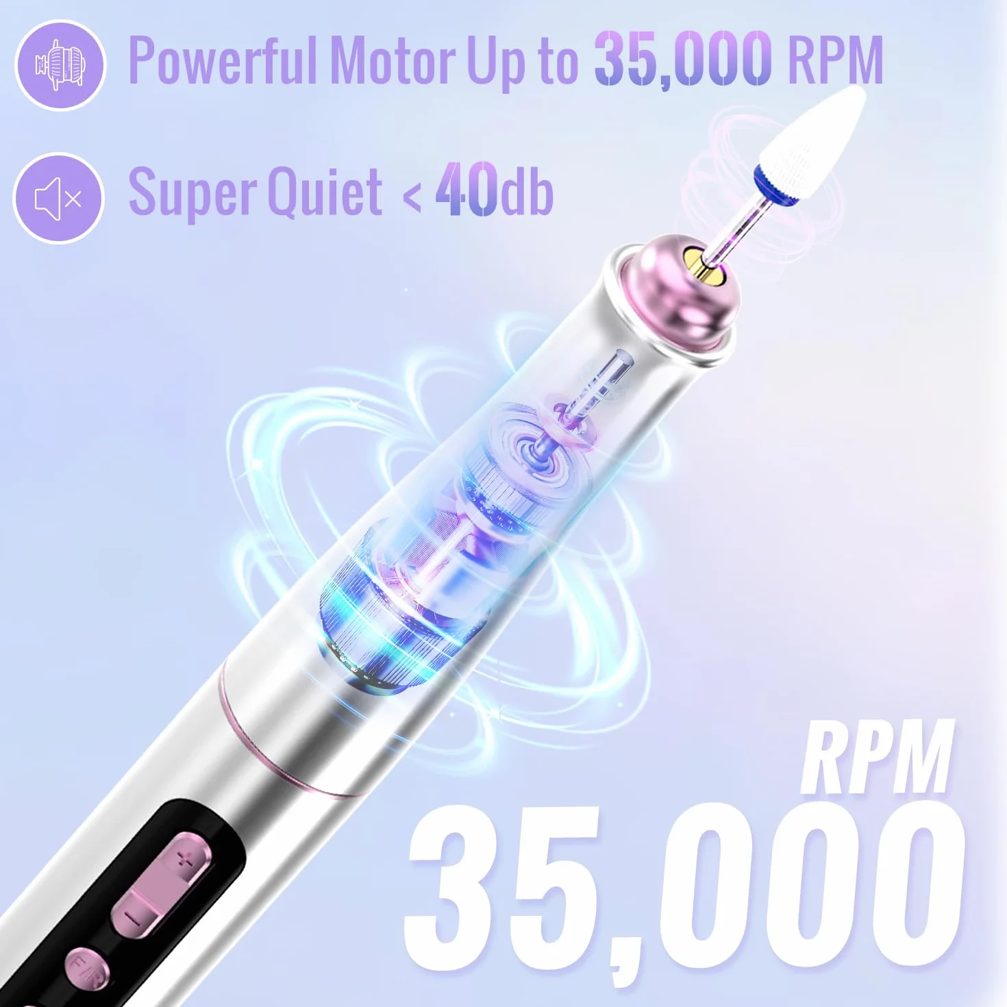Fresa per Unghie Professionale 35000 Giri Lima Elettrica Senza Fili Display LCD 13 In 1 Kit Manicure Pedicure Ricaricabile Velocità Regolabile