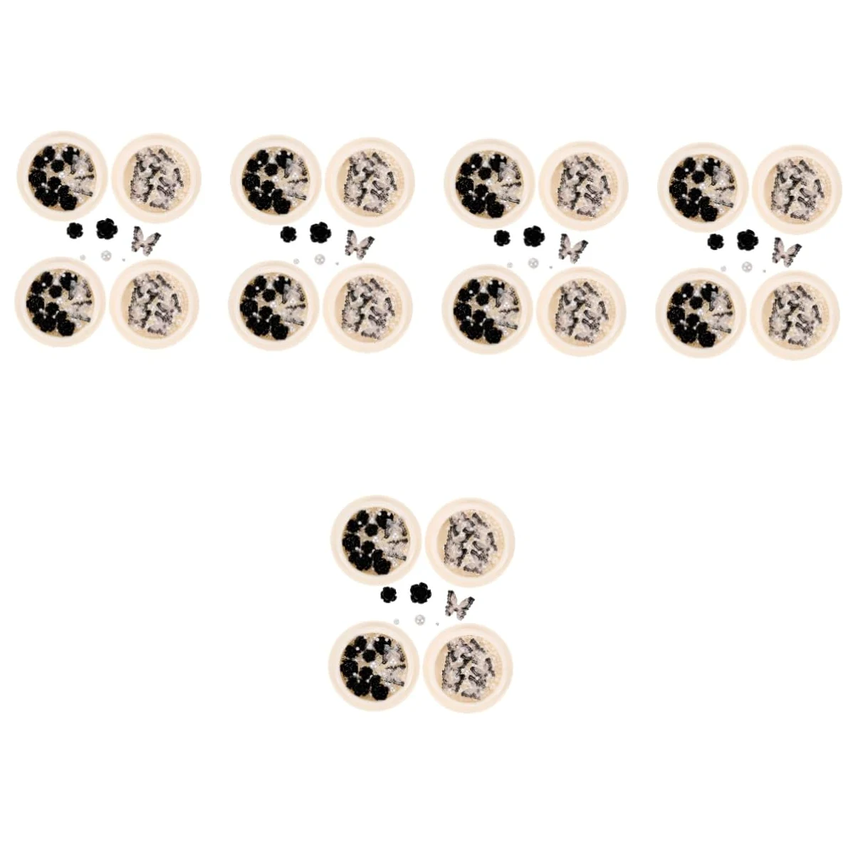 SHERCHPRY 5 Set Shinestone Di Nera Strass Ciondoli Per Unghie Decorazioni Unghie Shinestones Di Nail Art Gemme E Gioielli Incantesimi Unghie Di Rinestone Di Fiori Resina 4 Scatole*5