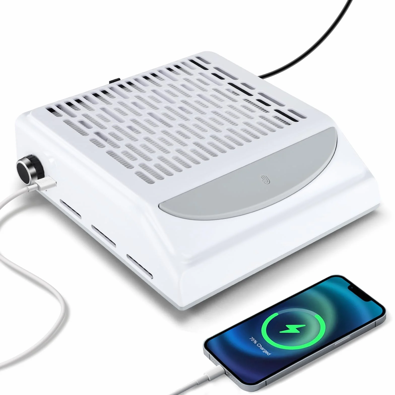 Aspiratore Unghie 100W,aspiratore unghie professionale,Vacuum Nail Speed Regolabile,Aspirapolvere per Manicure con Velocità Regolabile,Filtro Riutilizzabile e USB per Ricarica Smartphone