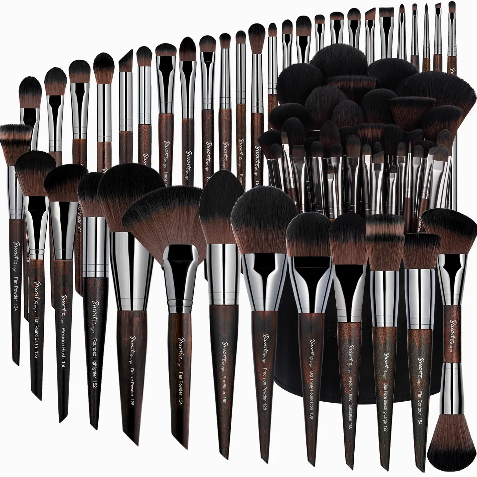 Set di pennelli da trucco professionali, 38 pezzi, collezione Kabuki di alta qualità, non testati sugli animali, pennelli cosmetici per fondotinta, sfumatura, ombretto, con manici in legno scuro