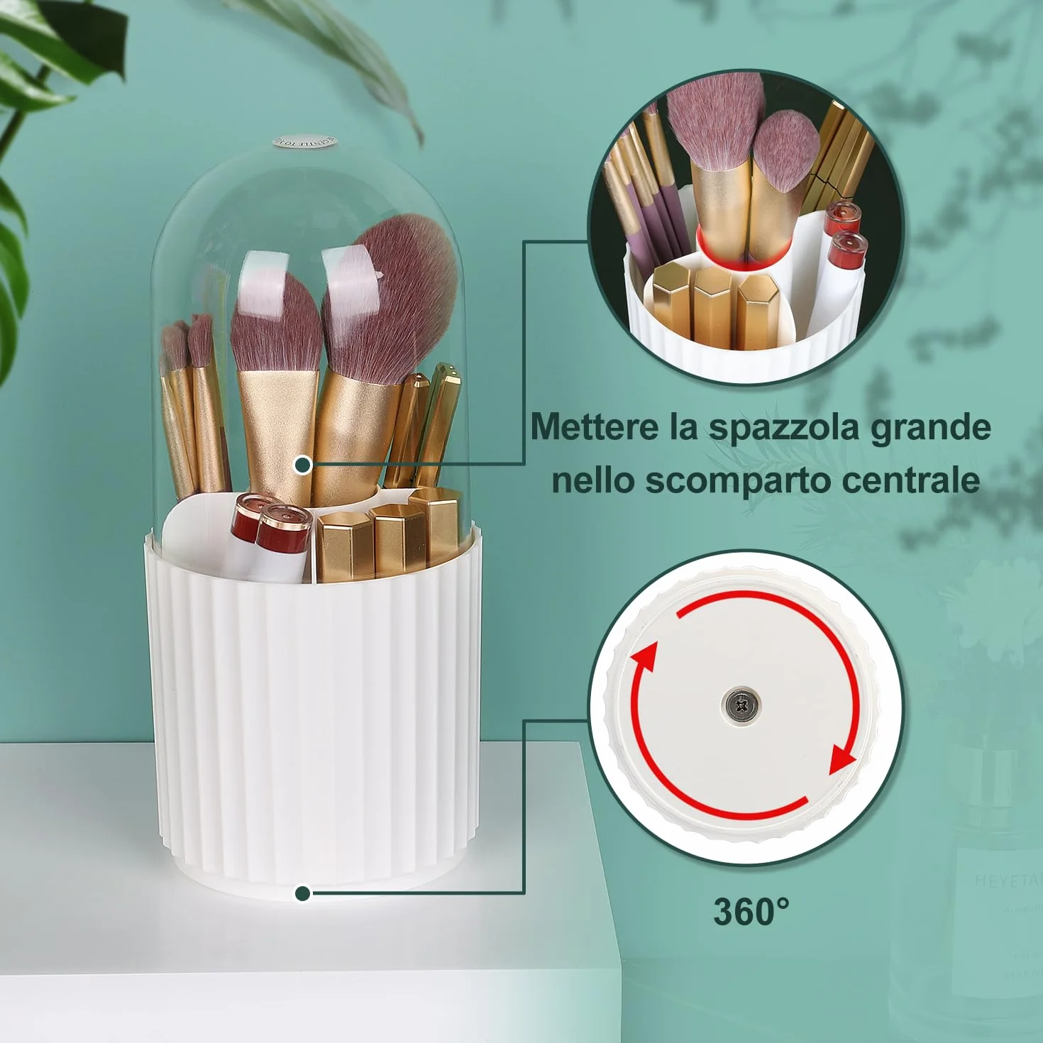 JessLab Trucco Pennello Titolare Organizzatore 360 Gradi Rotabile Cosmetici Stoccaggio Cassetto Bagno