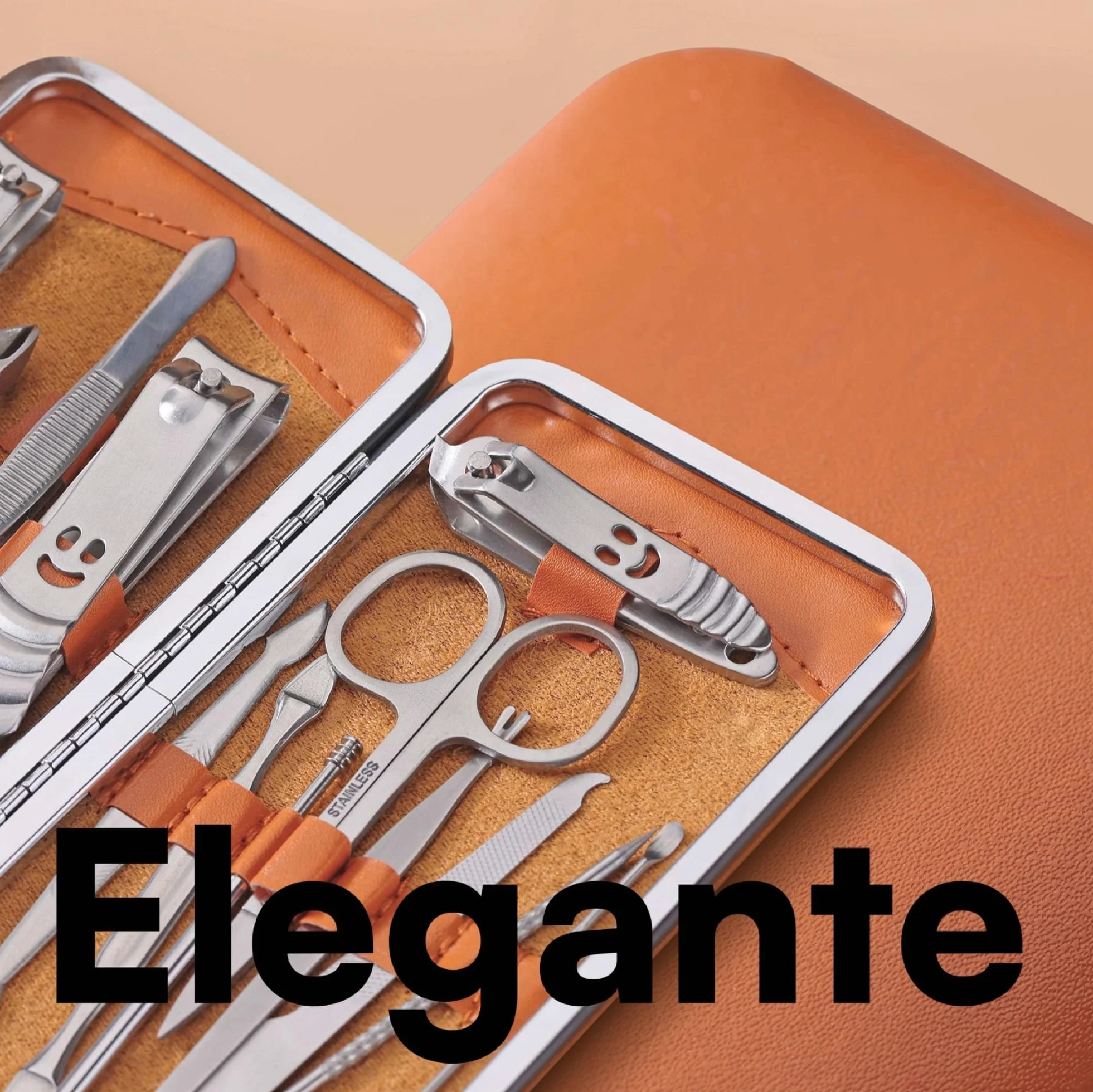 H&S Set Tagliaunghie 16 pcs Acciaio Inox Manicure Pedicure Kit Unghie Uomo Donna con Custodia