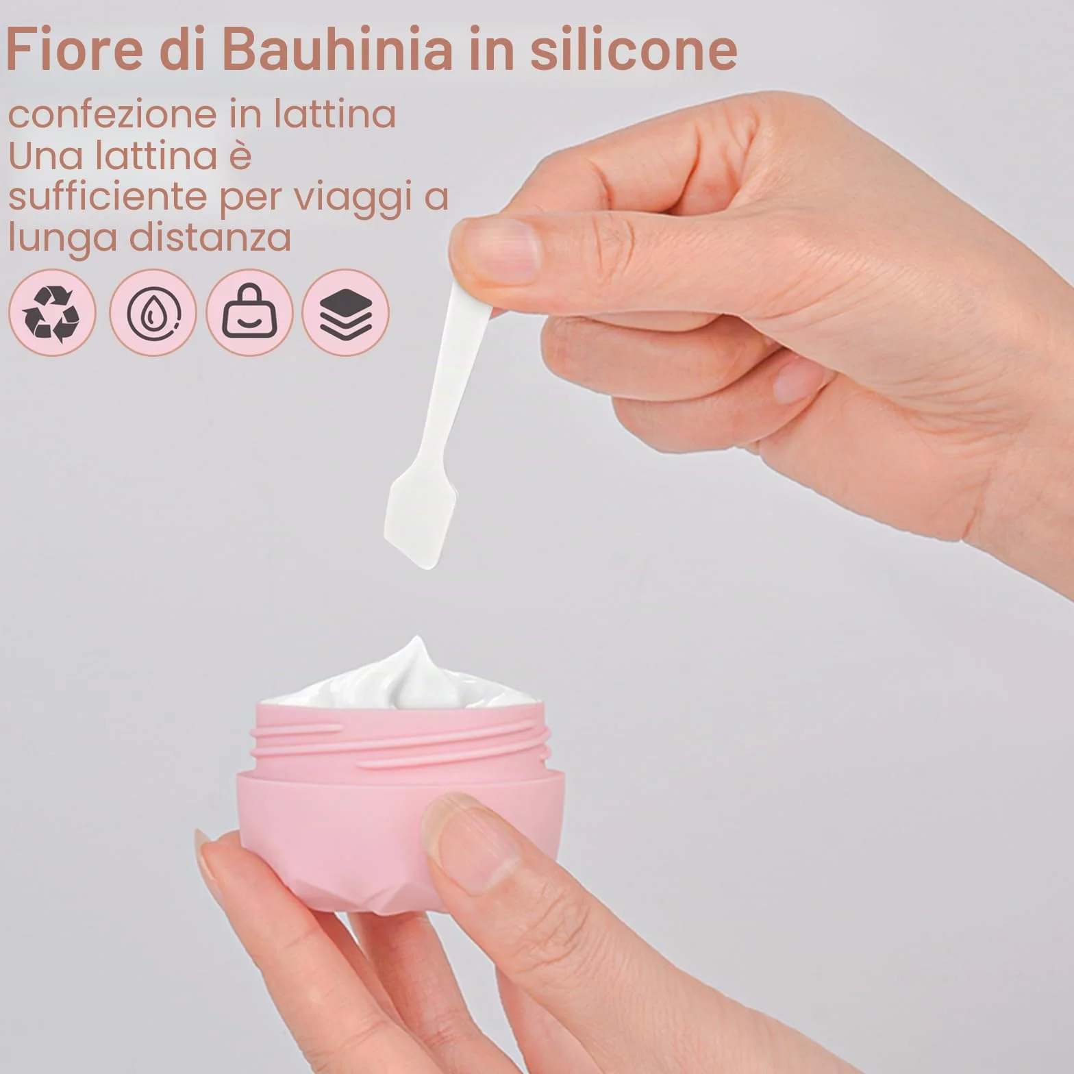 Pavlleen 4 Pezzi vasetti per crema da riempire, 30 ml Barattoli per Crema in Silicone, con bustina trasparente, accessori da viaggio/accessori da viaggio, per cosmetici, creme, lozioni