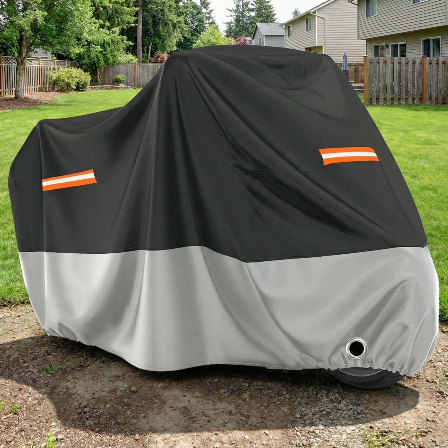 Favoto Copertura Moto Impermeabile XXL Oxford Antipolvere Protezione UV 245x105x125cm Nero Argento
