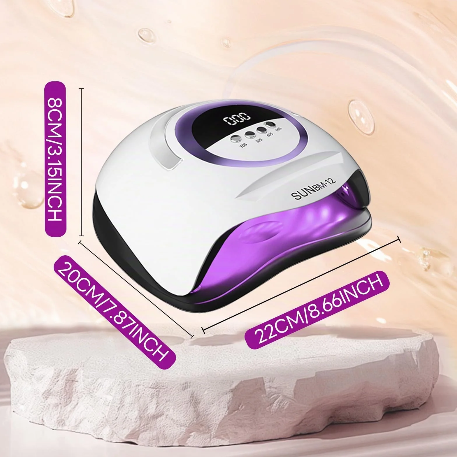 Lampada per unghie UV LED da 300 W, asciuga unghie professionale, smalto gel, luce UV per unghie con 72 perline, 4 impostazioni timer, sensore automatico, display LCD