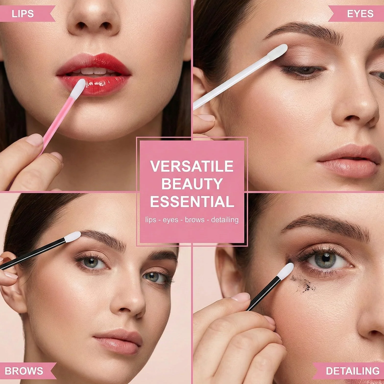 Pennello Make Up,150 Pcs Pennello Labbra, Pennellos per Labbra,Kit di Strumenti per Il Trucco Multifunzionale,per Rossetto, Lucidalabbra,Trucco e Bellezza