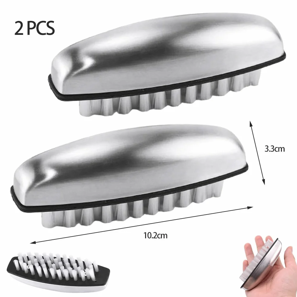 Spazzola Per Unghie Inox Kit Lavaggio Mani 2 Pezzi