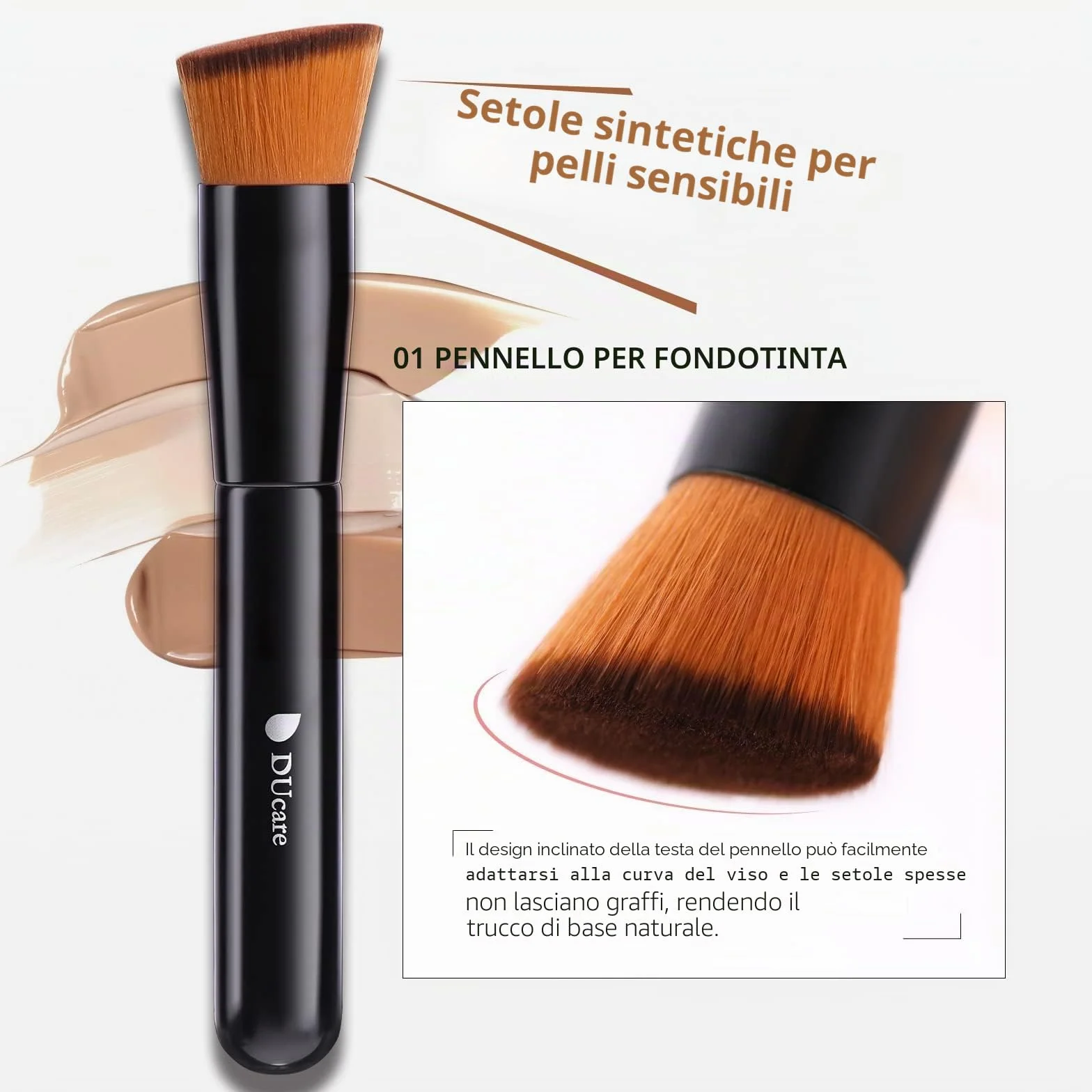 DUcare Pennello per fondotinta e pennello per correttore 2 pezzi -Pennello Fondotinta Liquido Trucco Cipria Pennello Kabuki professionale Perfetto Per Foundation, Polvere
