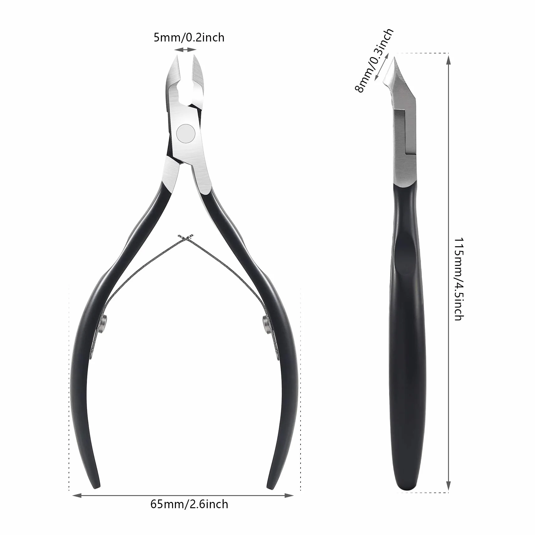 FERYES Trimmer per cuticole in acciaio inossidabile affilato Nero opaco