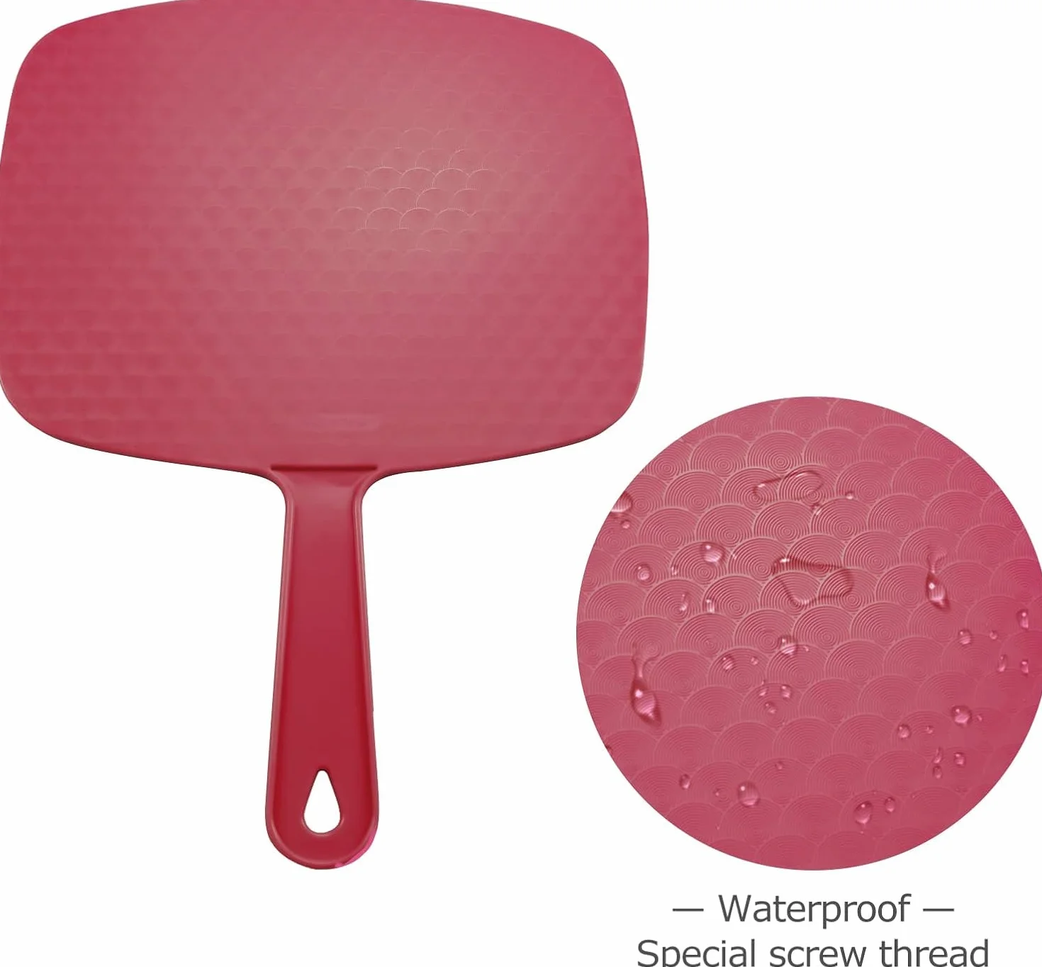 Specchio a mano portatile con manico 26.4 x 18.8 cm Rosso