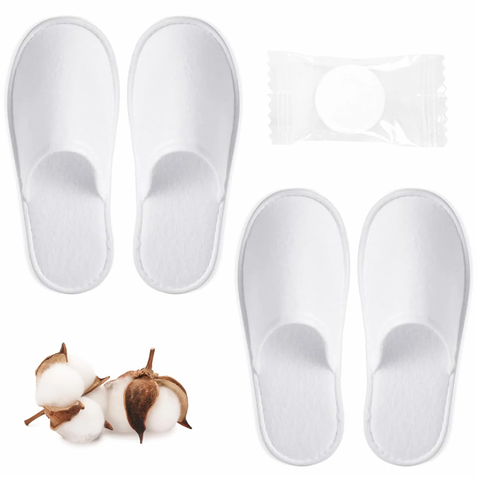 KARELLS Pantofole Usa e Getta Antiscivolo,2 Paia Pantofola SPA Pantofole Hotel Monouso,Pantofole Casa Confortevoli,con 1 Asciugamani Compressi,Comfort Chiuse,Ideali per Hotel, Spa e Centri Benessere