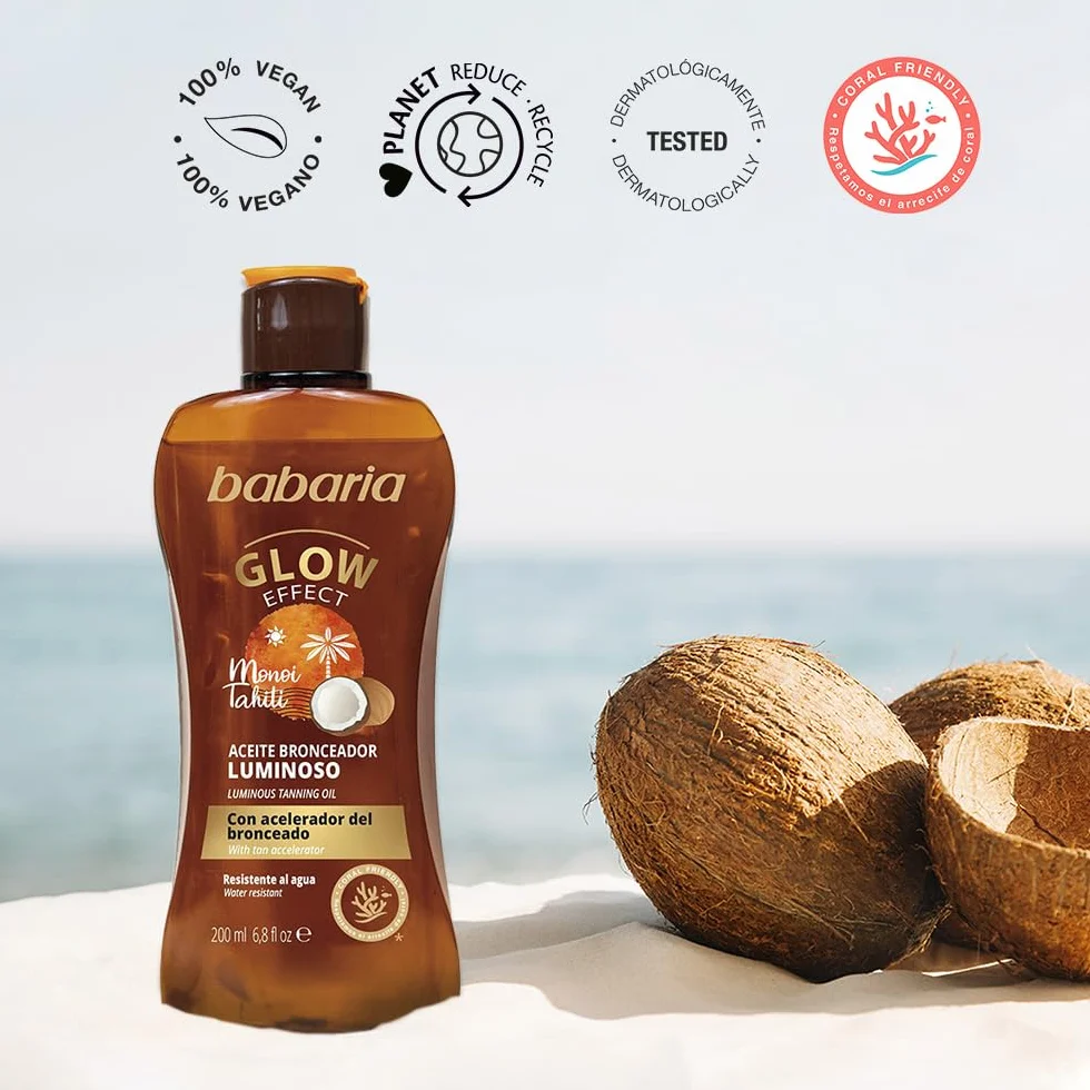 Babaria - Olio Luminoso Solare Formato Viaggio | Acceleratore Abbronzatura | Idratante e Nutritivo | Vegano | 100 ml