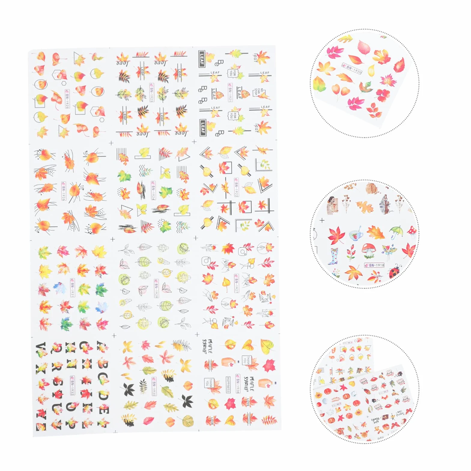 Ipetboom 32pezzi Adesivi Per Unghie Decorazioni Manicure Per Ringraziamento Facili Applicare Design Autunnale Per Nail Art