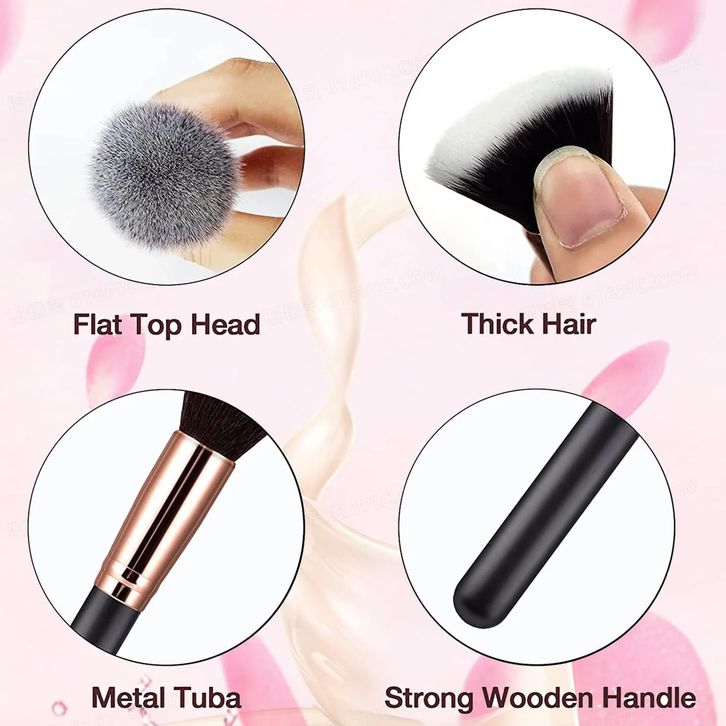 Pennello da trucco, bellezza, contouring, fibra sintetica alta qualità, cosmetici occhi e viso (pennello piatto)