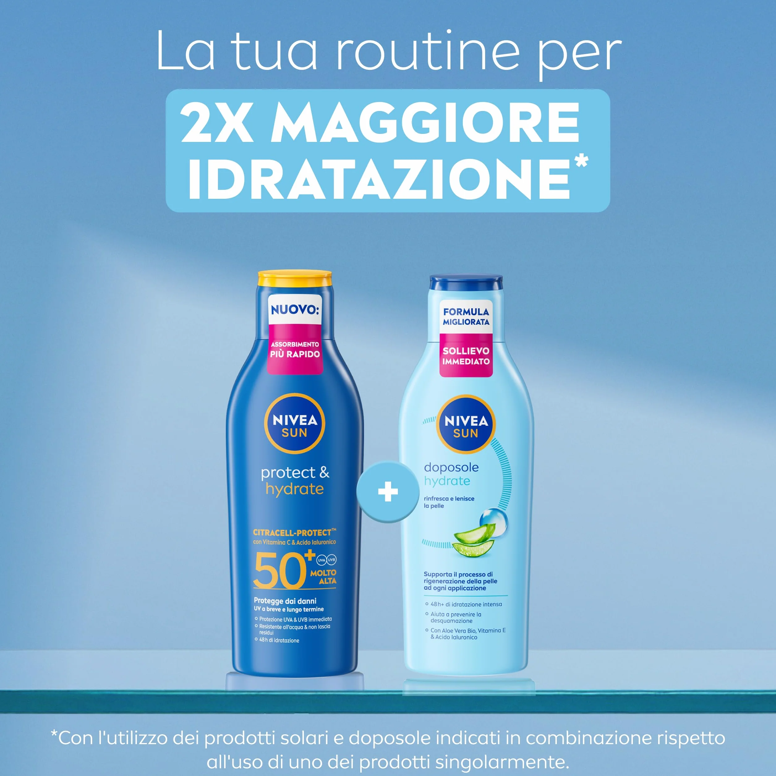 NIVEA SUN Doposole Hydrate 200 ml Aftersun con Aloe Vera Bio Vitamina E e Acido Ialuronico