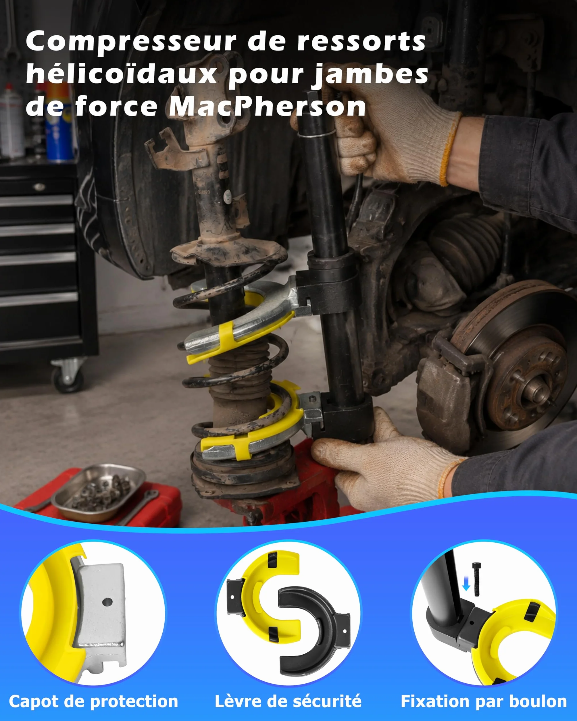 DAYUAN Compressore a Molla 1000kg Macpherson Strut Coil Spring Dumper Estrattore