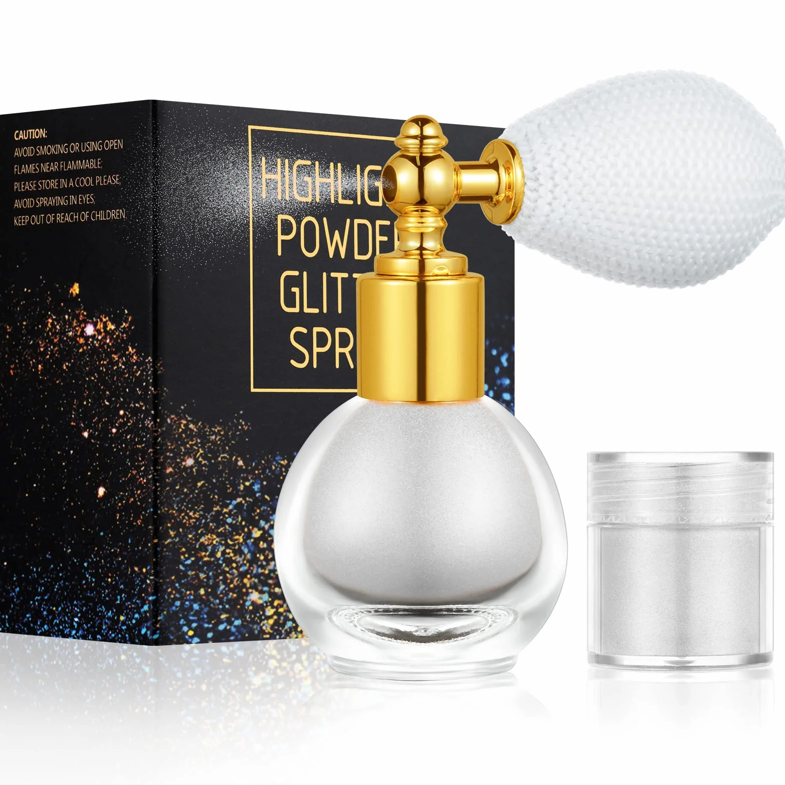 AOOWU Spray glitterato illuminante, polvere scintillante per corpo e capelli