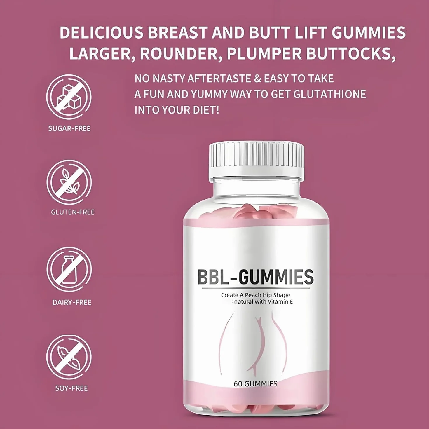 BBL Gummies, Aiuta la crescita naturale dei glutei, nutre la pelle e l'elasticità, favorisce la circolazione sanguigna, sapore di pesca
