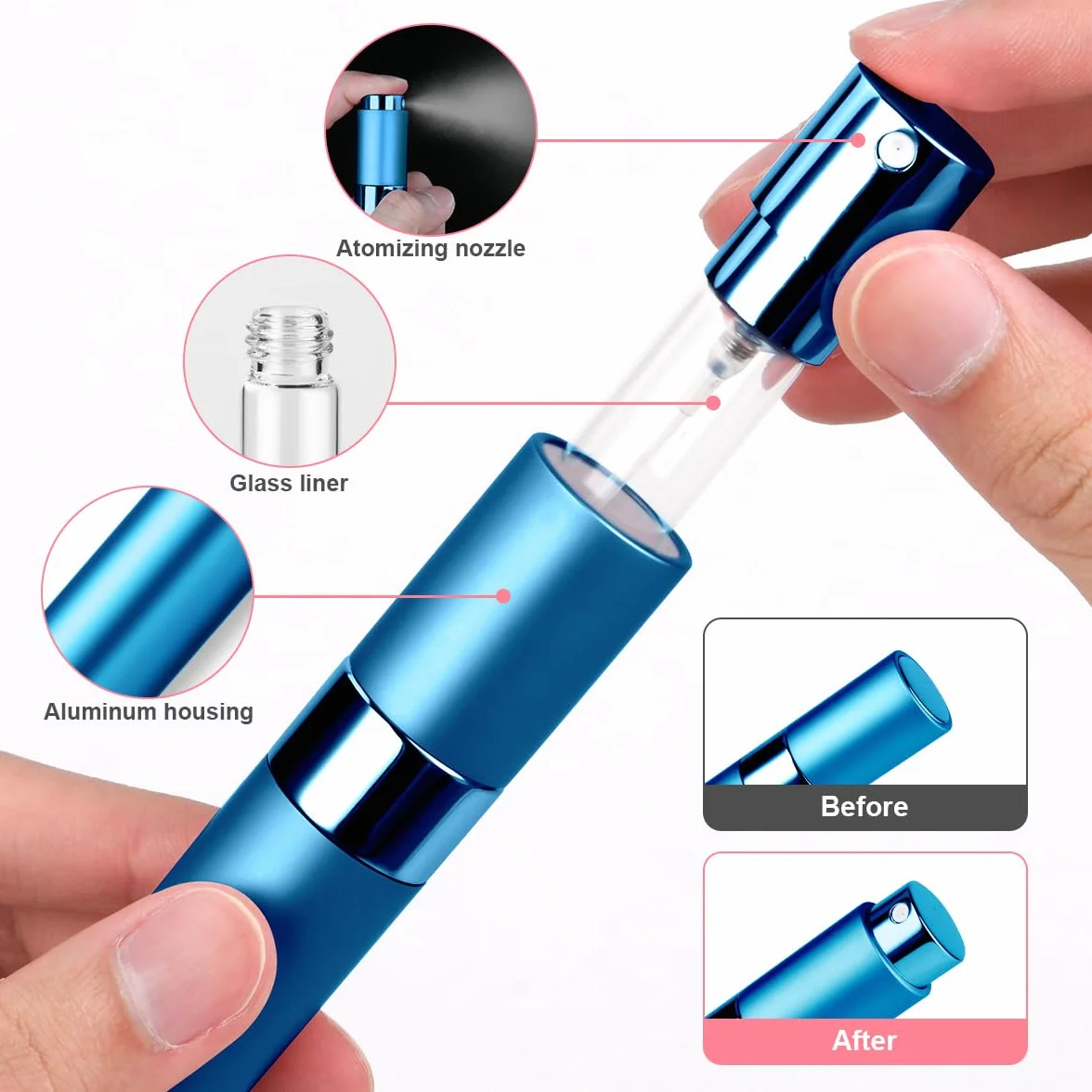 ACWOO 3 Pezzi 10ml Mini Bottiglia di Profumo Portatile, Atomizzatore da Viaggio