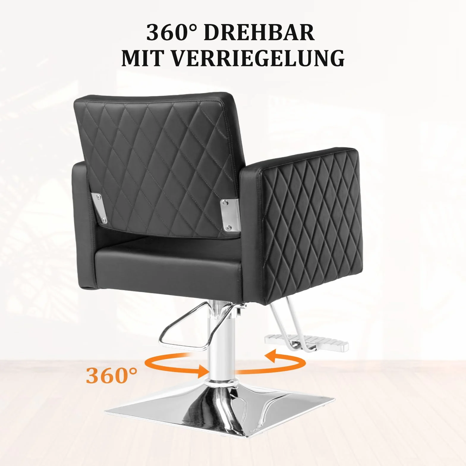 Bonnlo Sedia da parrucchiere regolabile in altezza 90-105 cm, girevole a 360° e portata 150 kg, sedia da parrucchiere con poggiapiedi e schienale aperto, sedia da barbiere in pelle PVC, colore nero