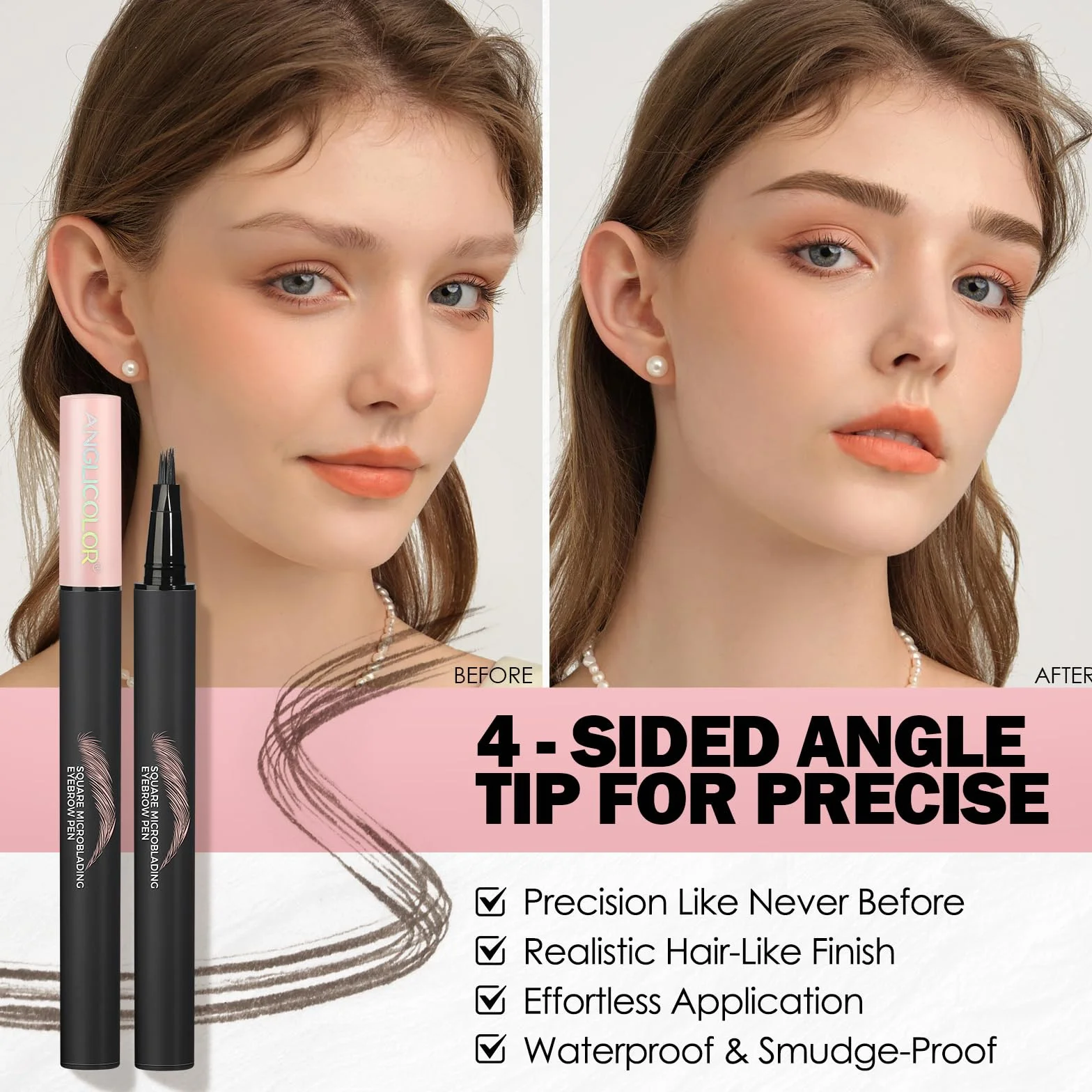 Anglicolor Matita Sopracciglia,Punta precisa a pennello,Per Sopracciglia Folte e Colorate,No Transfer,Dura tutto il giorno,Infaillible Faux Brow,Vegan & Cruelty-Free,0.6 ml (0I CARAMEL BLONDE)