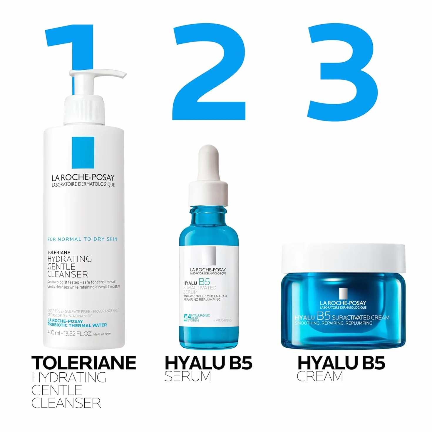 La Roche-Posay Hyalu B5, Crema Anti-Rughe Rassodante, Azione Levigante e Rimpolpante, Rughe e Linee Sottili Ridotte, Con 3 Tipi di Acido Ialuronico e Vitamina B5, 50 ml