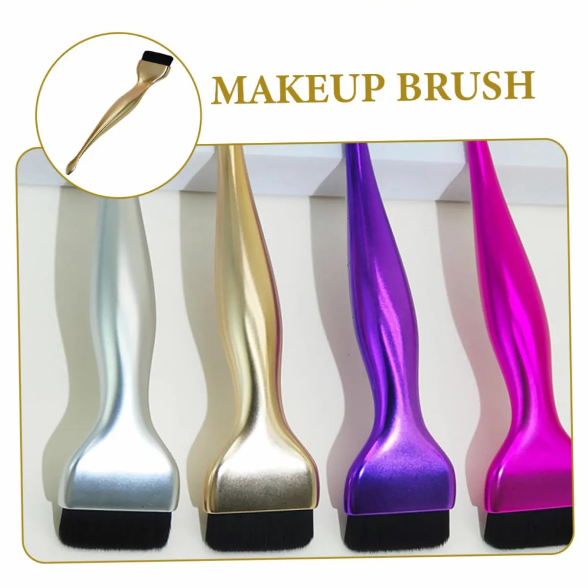 FRCOLOR 5 pennelli per fondotinta, pennelli per trucco per pennello, piccolo pennello liquido per fondotinta, liquido portatile, senza lasciare traccia, piatto