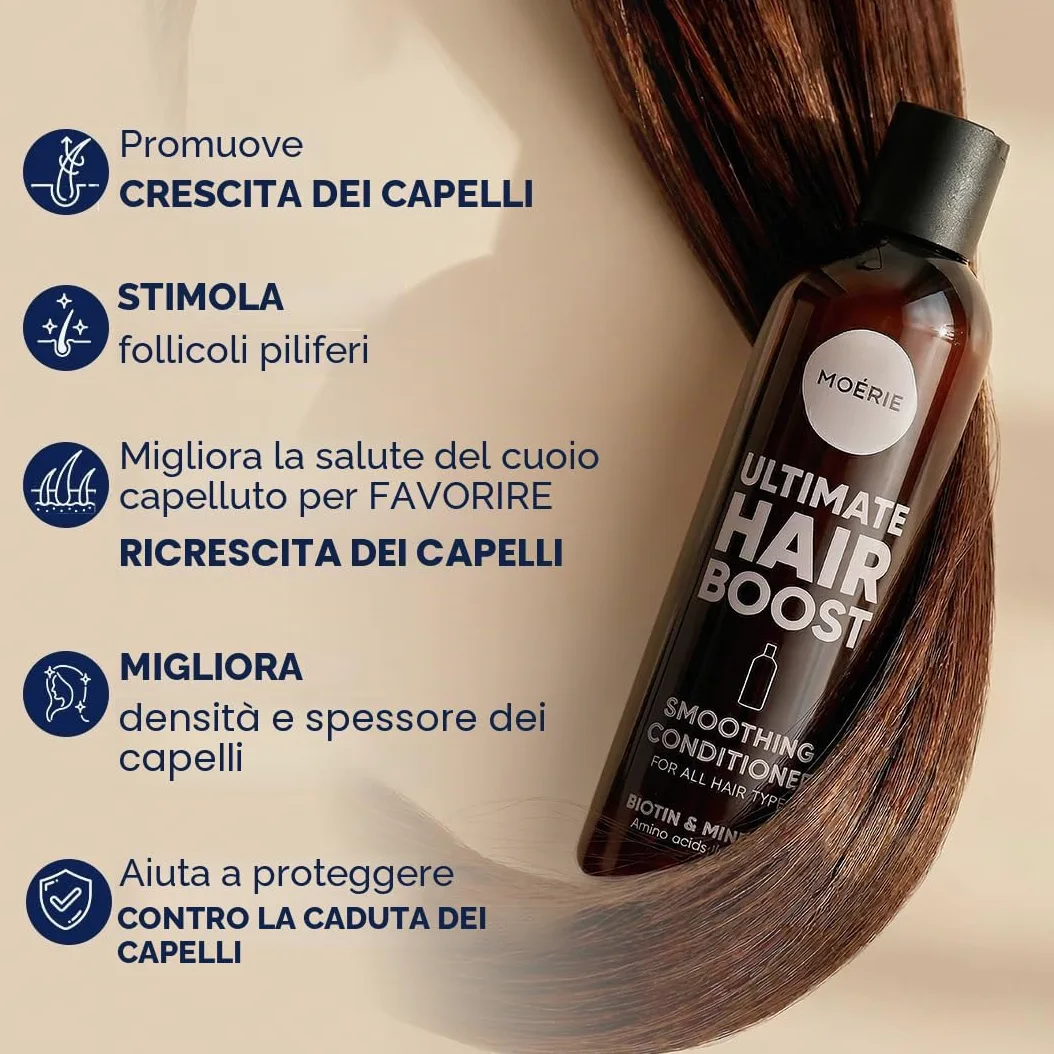 Moerie Balsamo Anti-Caduta Per Capelli Donna E Uomo, Più Lunghi E Pieni, Volumizzante, Vegan Friendly, Senza Parabeni E Silicone, Per Tutti I Capelli, Contro La Caduta Dei Capelli (250 Ml)x2
