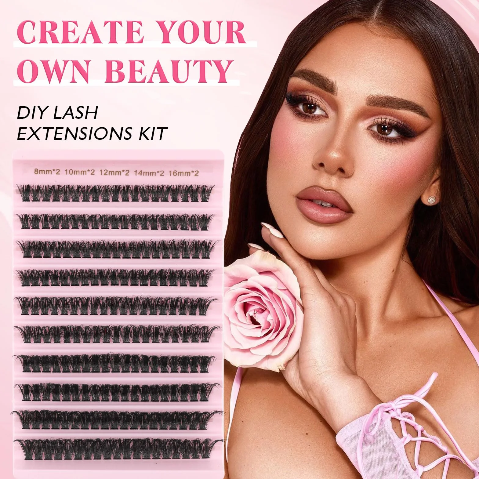 Sixstarhair 60D Volume Lash Clusters Kit 8-16mm DIY Eyelash Extension con Bond e Dispositivo di Rimozione