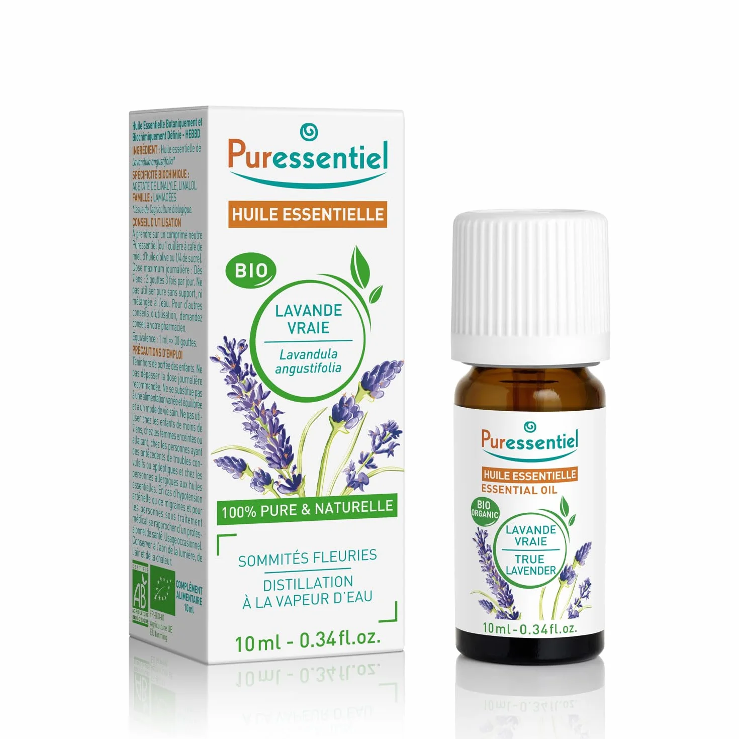 Puressentiel Olio Essenziale di Lavanda Vera 100% Puro Naturale OEBBD Biologico 10 ml