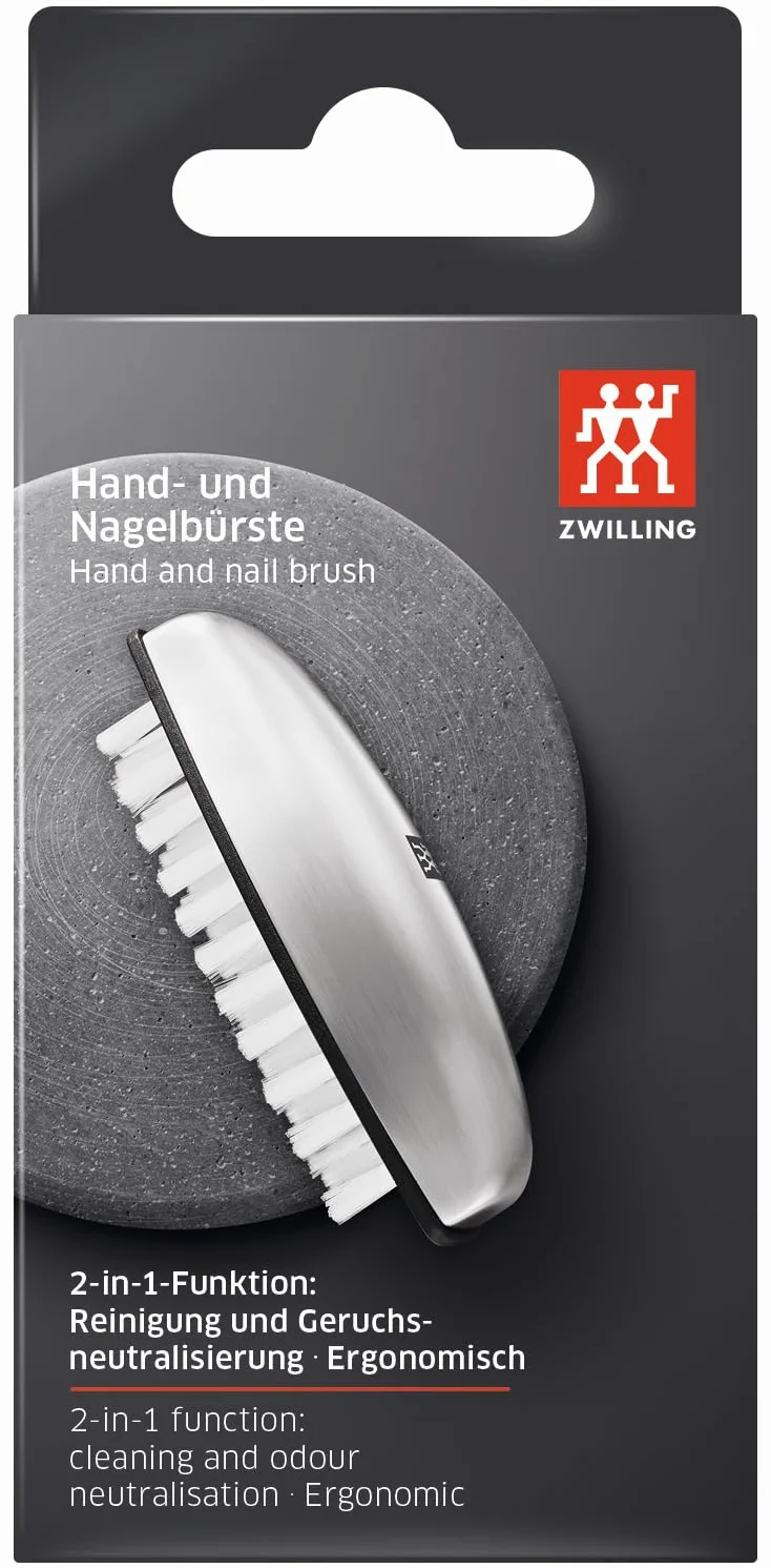ZWILLING Spazzola per mani e unghie (spazzola per lavare, pulire le unghie, pulire e neutralizzare gli odori sgradevoli), acciaio inox opaco