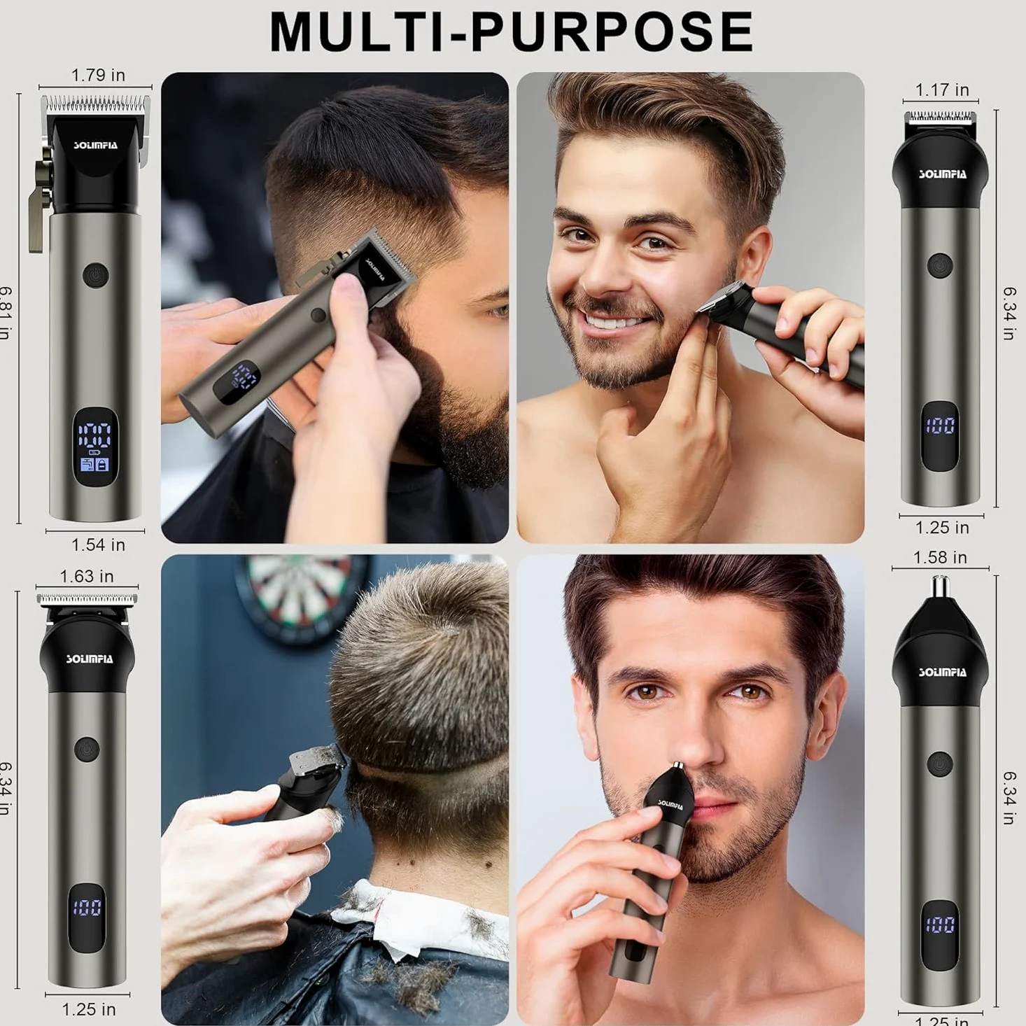 Solimpia Hair Clipper & Trimmer Professionale Barber Home Grooming Kit Ricaricabile Elettrico Beard Body Hair Trimmer Cordless Hair Clipper per Uomini Regalo Del Bambino