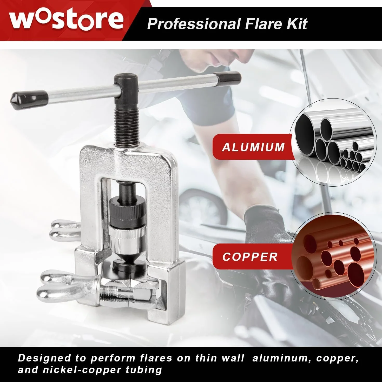 Wostore Sbirattatrice Doppia per Tubi dei Freni 3/16"-5/8" 7 Misure rame plastica alluminio